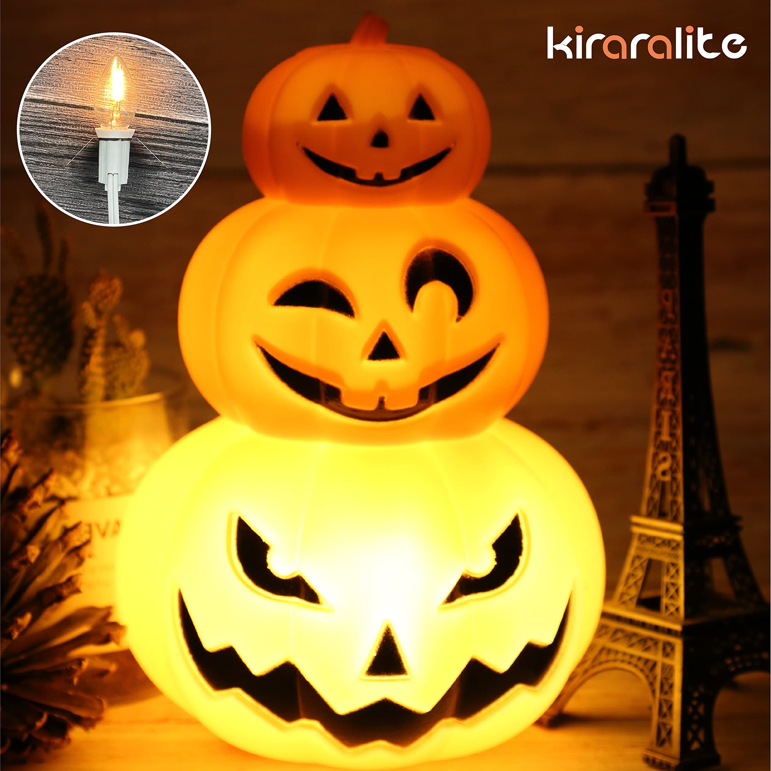 Kiraralite C7 String Bulbs - 5 Base LED Light Cord with White Clip & On/Off Switch for Christmas Village Decorations