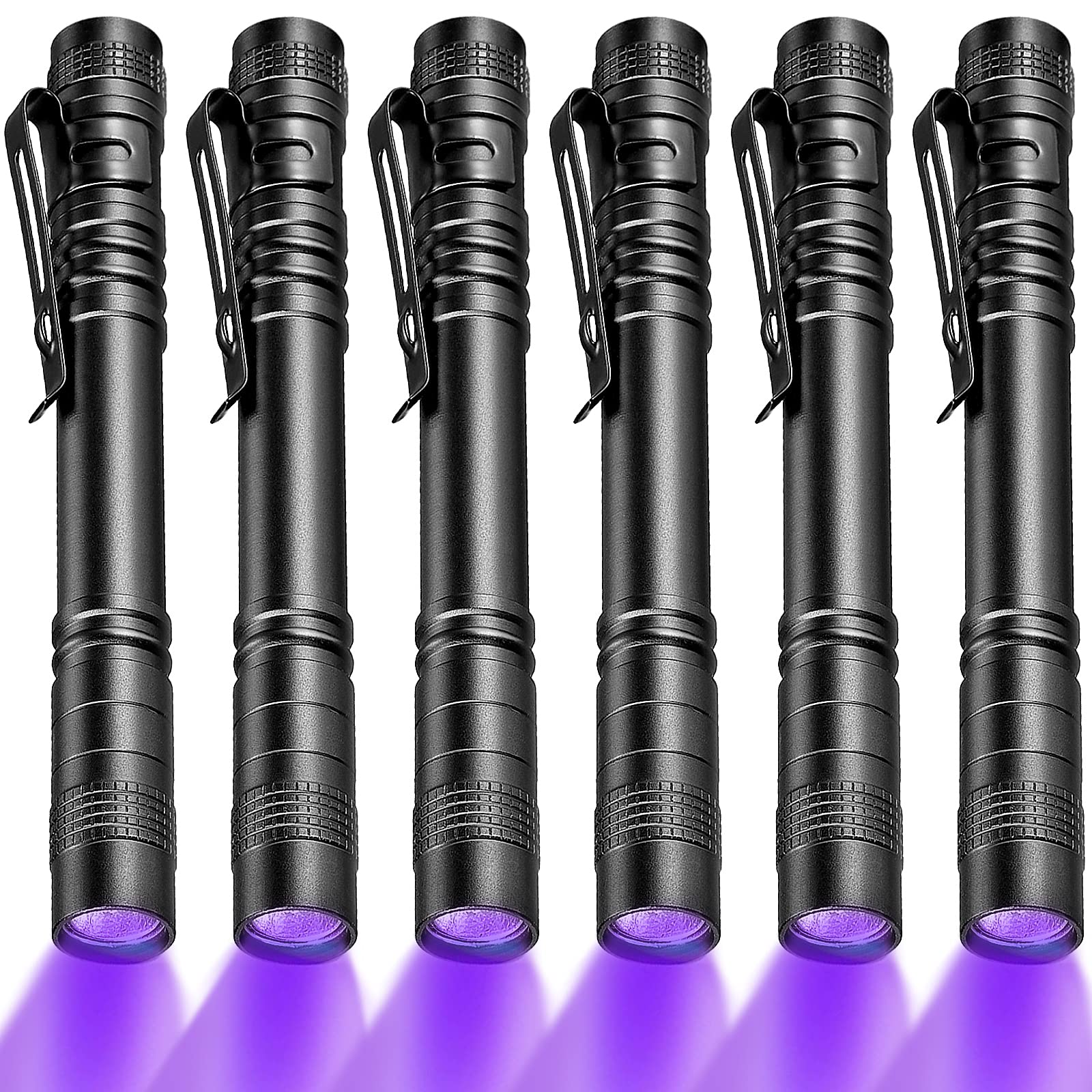 Honoson UV Black Light Flashlight, 6 Pieces, 5.2 Inches Long, Black, Model Honoson-Blacklight Flashlights-07