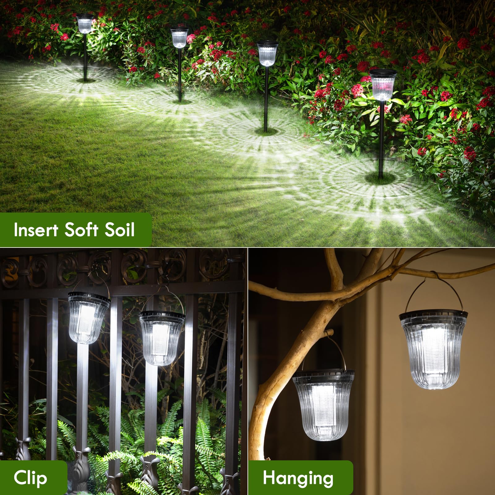 Wtgegf Solar Pathway Lights 6 Pack, 200 Lumen Waterproof Outdoor Lighting, Auto On/Off