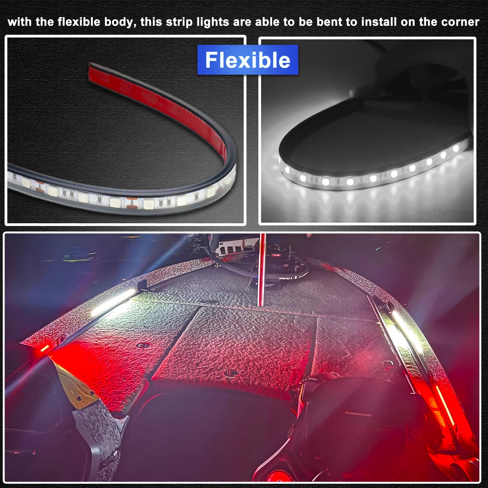 Seaperk Boat LED Navigation Light, IP67 Waterproof, Adhesive/Screws Install, 2Pcs White, Model Sea-Deck-W-2