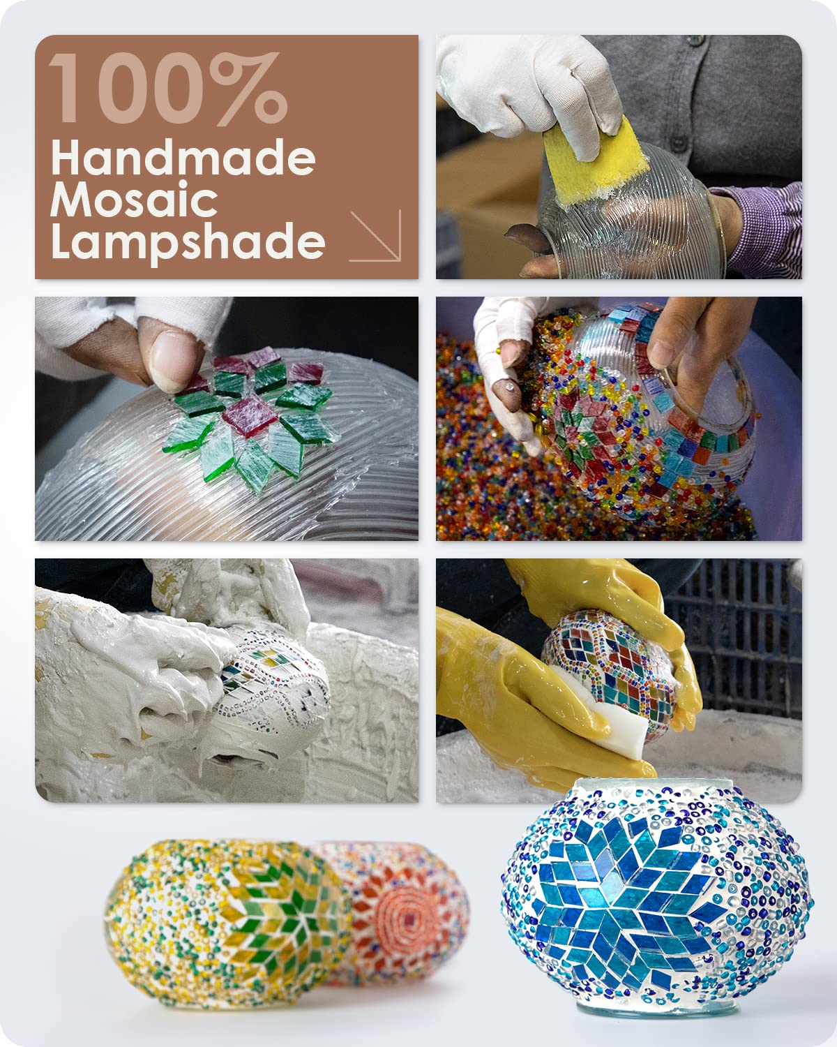 Yarra-Decor Turkish Moroccan Lamp, Handmade Tiffany Mosaic Glass, Rechargeable Led, Blue2