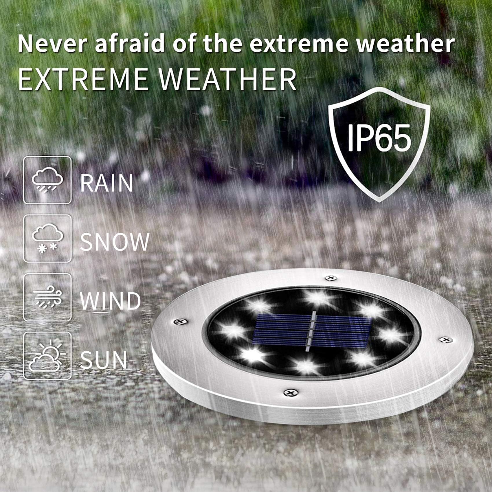 INCX Solar Lights Outdoor, 16 Pack Waterproof Stainless Steel Garden Lights, Cold White, Model DMDCOLD16 for Pathway and Yard