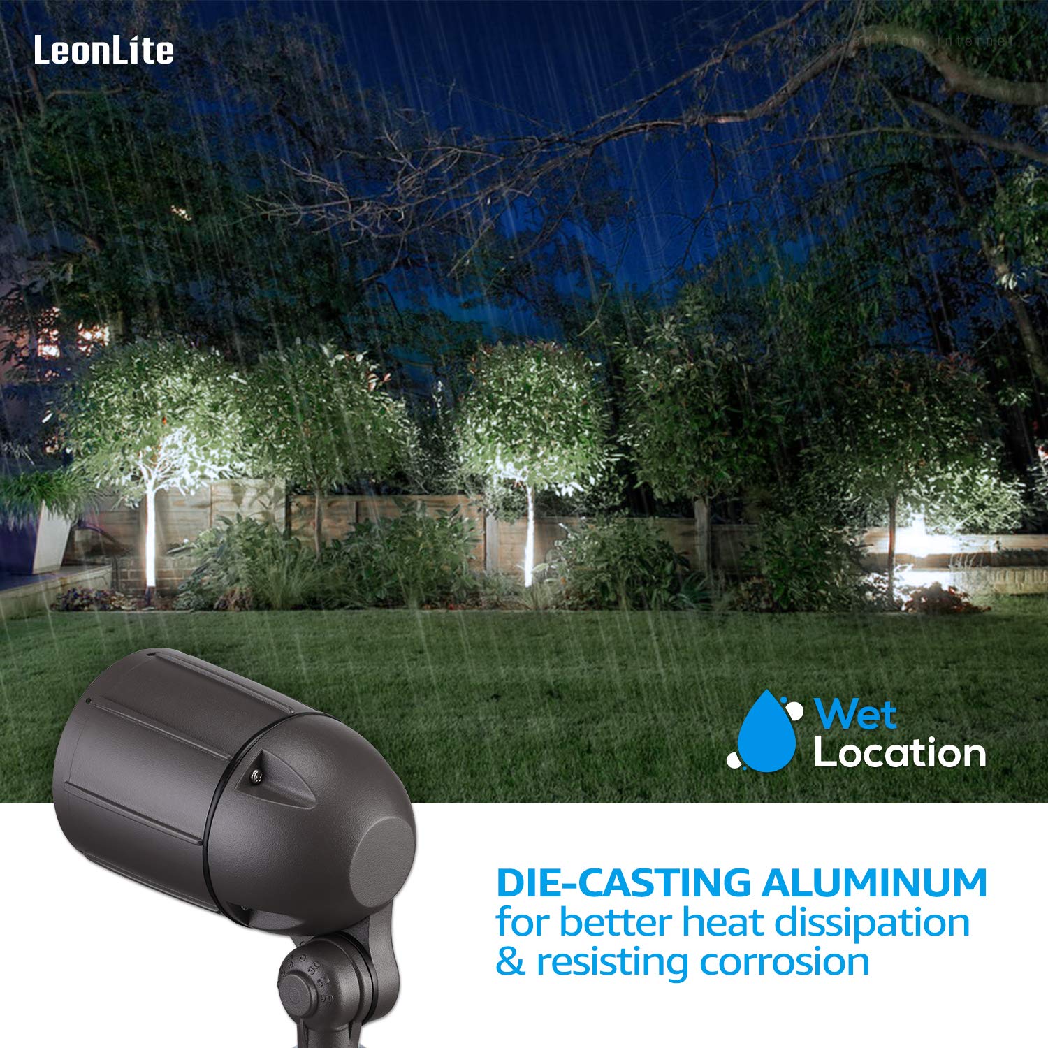 Leonlite 12W Led Bullet Flood Light With Knuckle Mount, 80W Eqv. 1550Lm 5000K Daylight, 100-277V Commercial Outdoor Weatherproof Landscape Light, Flag Pole Light, Ul-Listed, Bronze