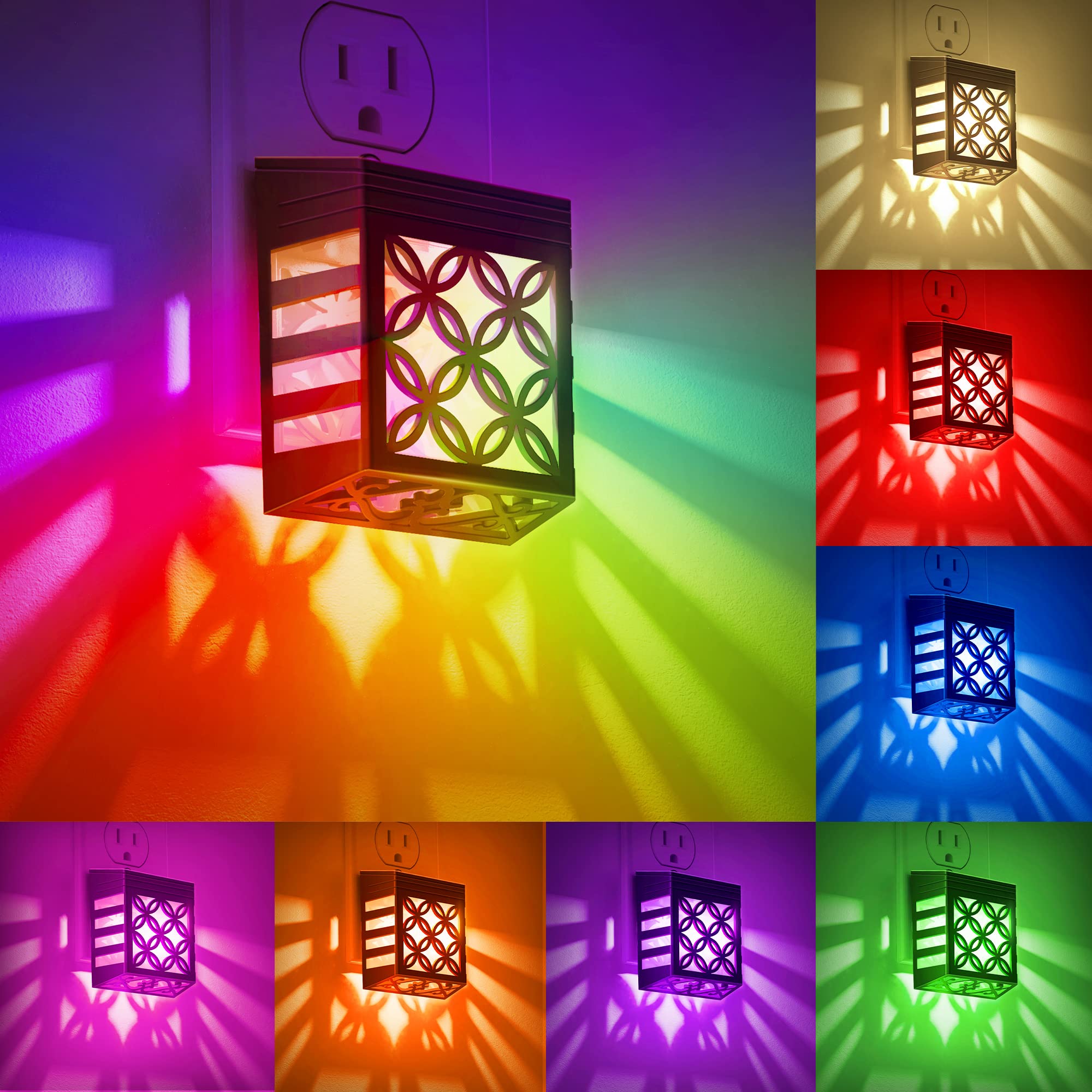 Doresshop Night Lights Plug Into Wall [2 Pack], Led Night Light, Color-Changing, Plug In Night Light, 8 Color Rgb, Dusk-To-Dawn,
