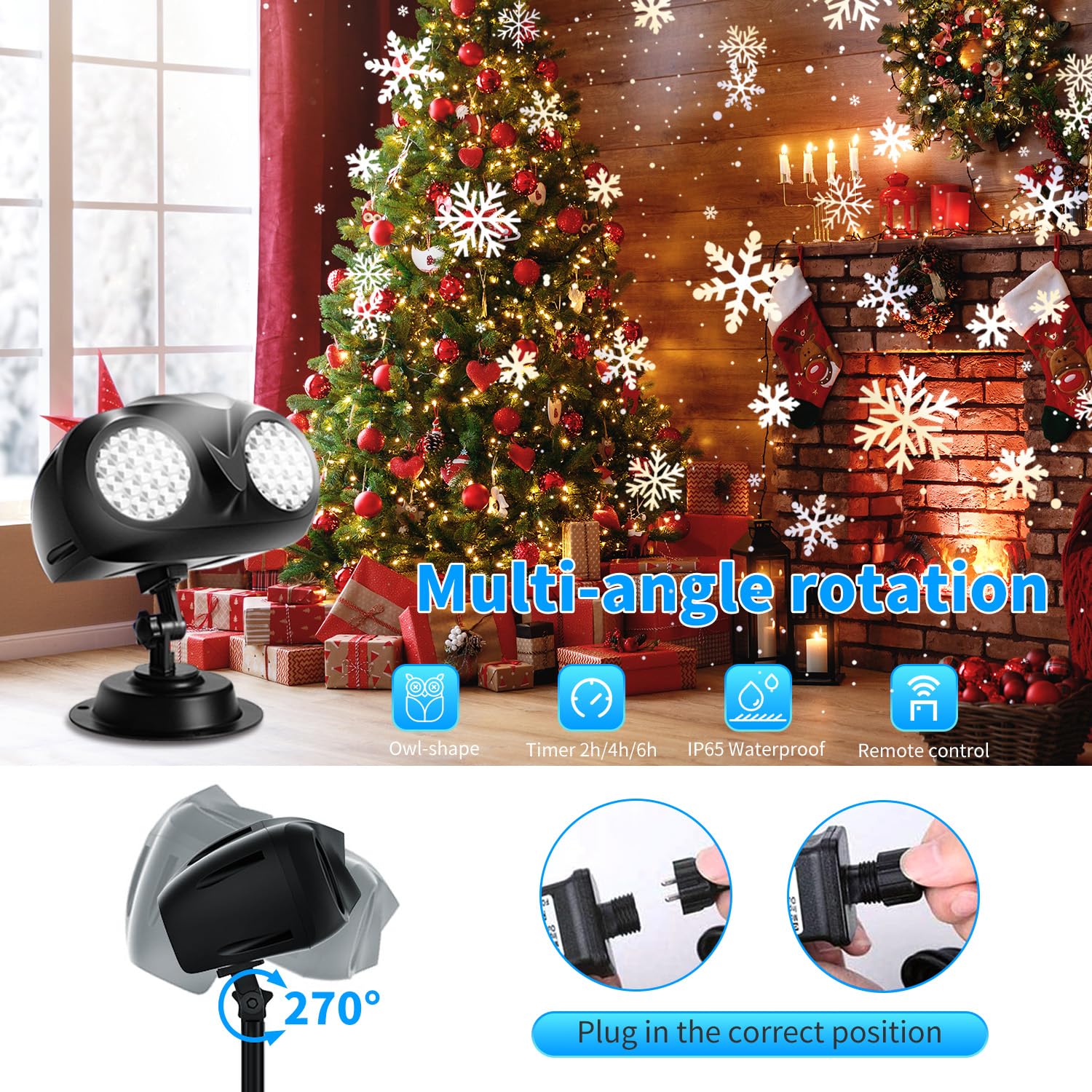 Milprox Christmas Snowfall Projector Lights - Dual Tube Snowflake Lamp For Indoor/Outdoor Decor