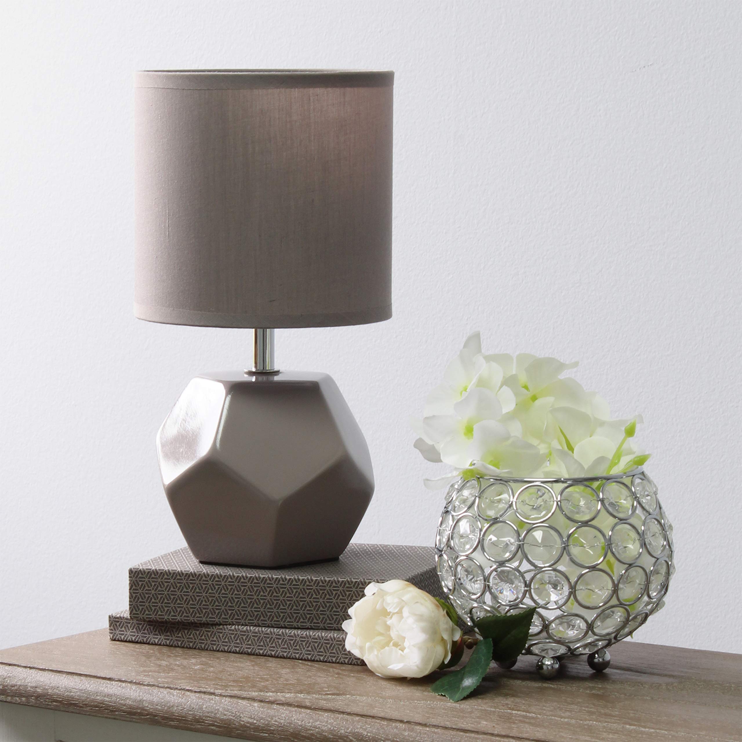 Simple Designs LT2065-GRY Round Prism Mini Table Lamp, Gray, Pack of 24