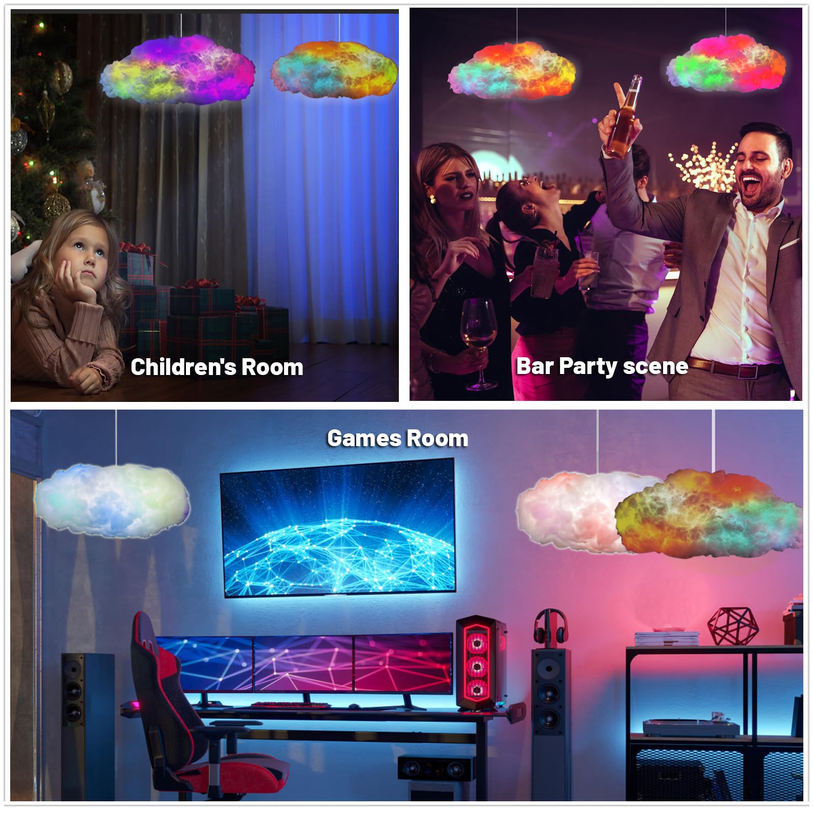 Tohunzo Cloud Led Lights For Bedroom, Multicolor Creative Night Lighting Kit Music Sync With App, Coolest Ceiling Decoration For