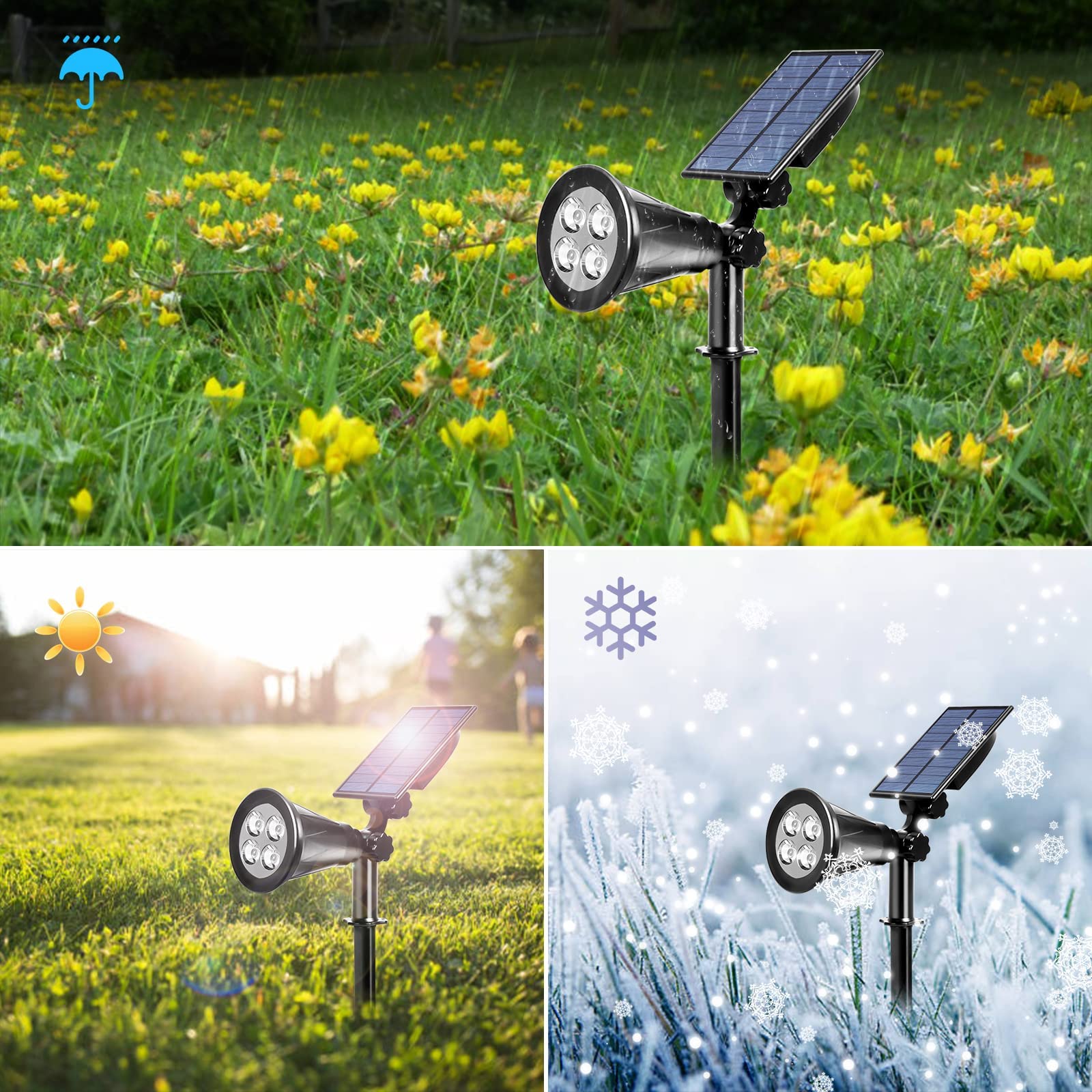 T-Sunus Green Solar Landscape Lights Christmas 4 Pack, Ip65 Waterproof Halloween Garden Pond Light, Auto-On/Off Security Spotlig
