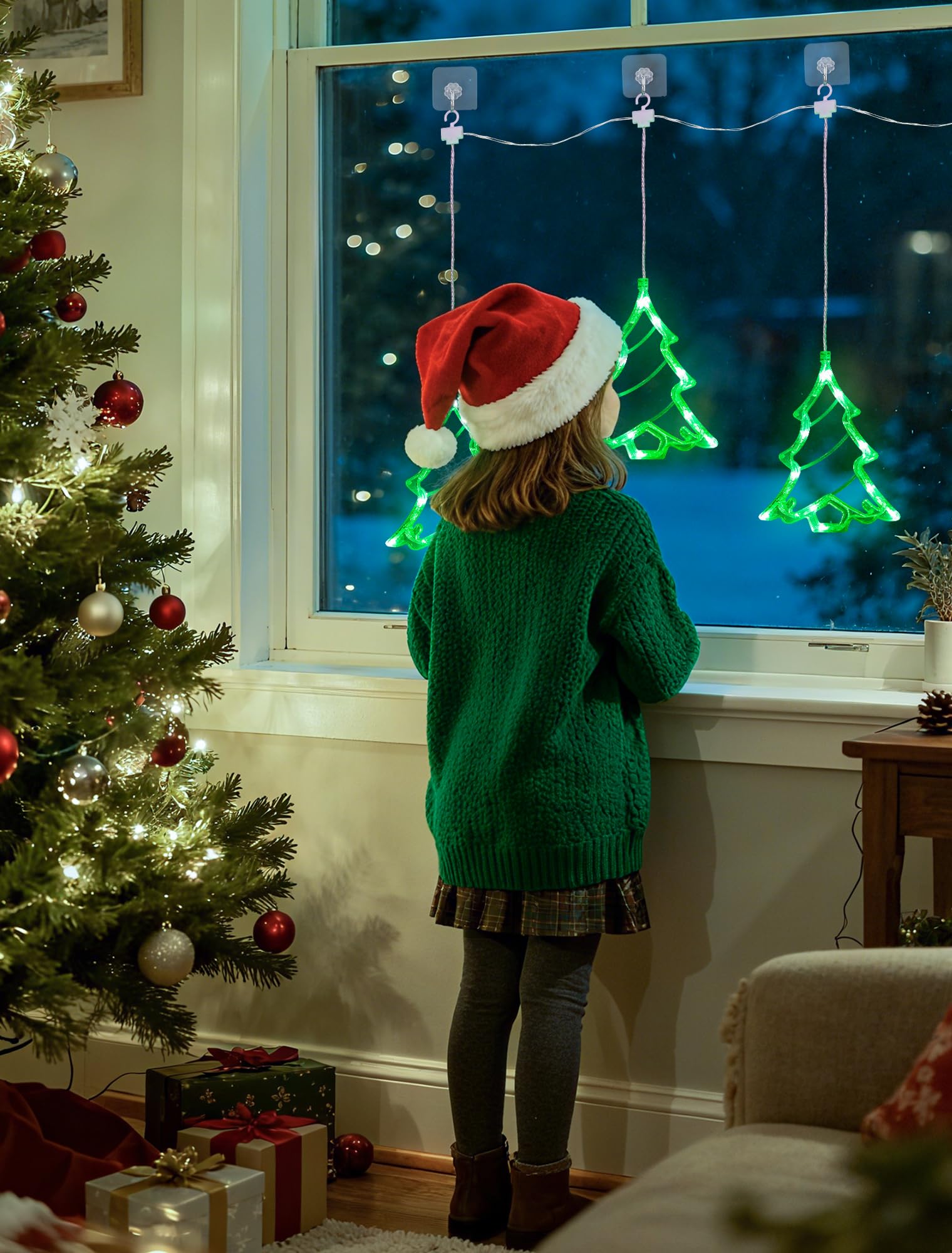 Youngar Christmas Tree Lights Outdoor Tree Window Light  Battery/Usb Powered With Timer  5Ft 30 Led Warm White Indoor Holiday Decor