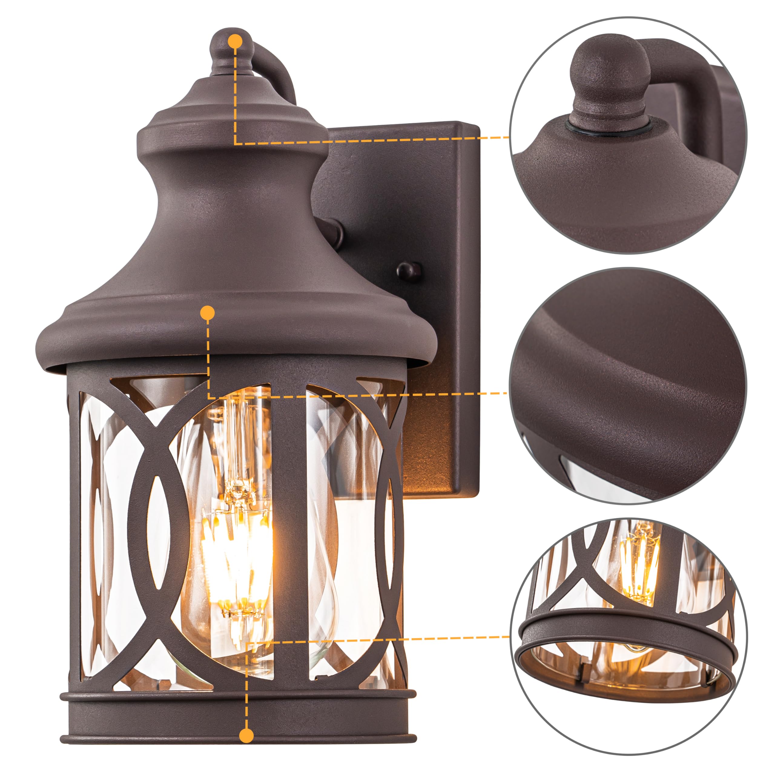 Laplusbelle 2-Pack Outdoor Wall Lights, Porch Lights, Waterproof Outdoor Wall Sconce, Exterior Light Fixture Bronze Finish With