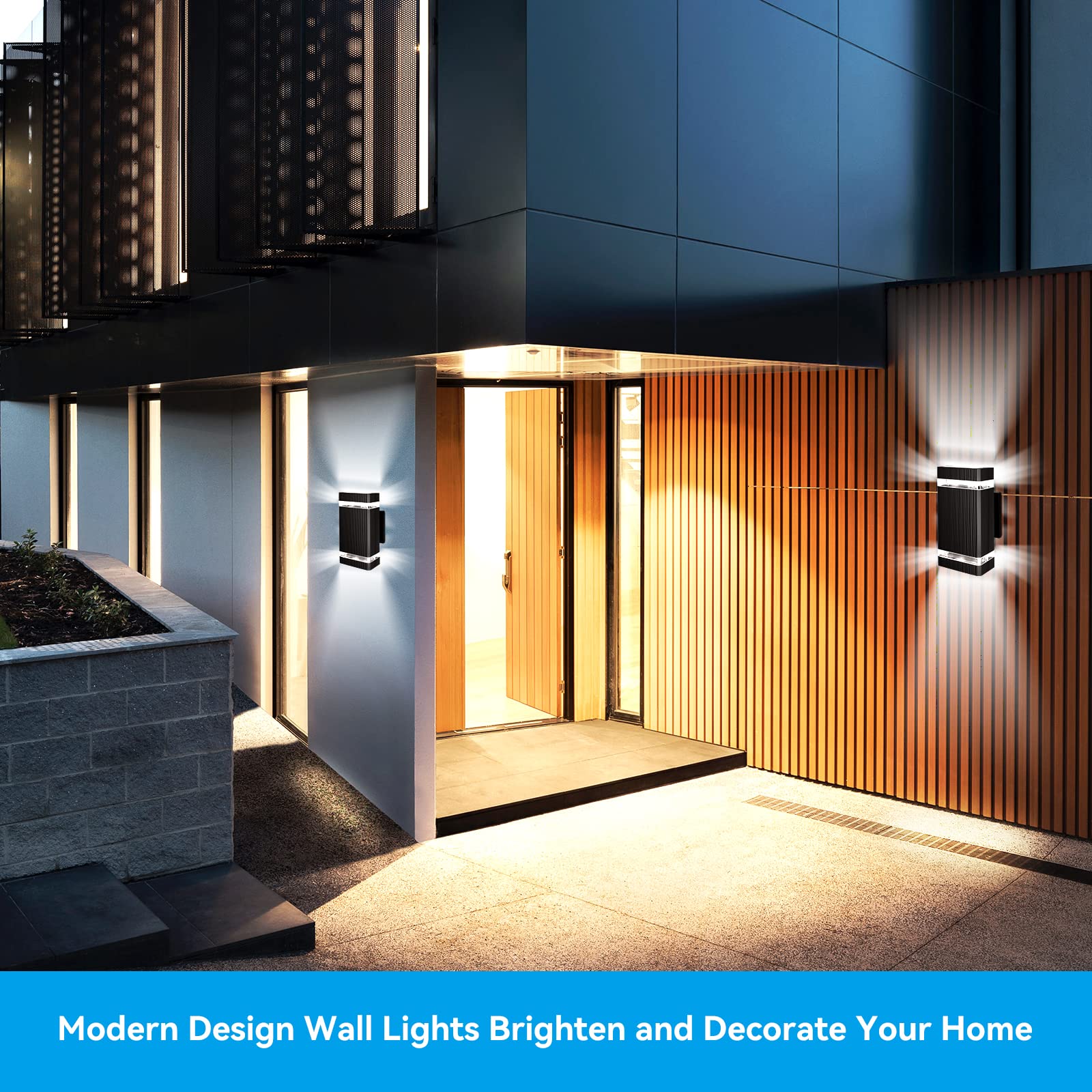 Tesjaso Dusk To Dawn Outdoor Wall Light Modern Up Down Led Wall Sconce, Aluminum Waterproof Exterior Lighting Fixture Porch Ligh