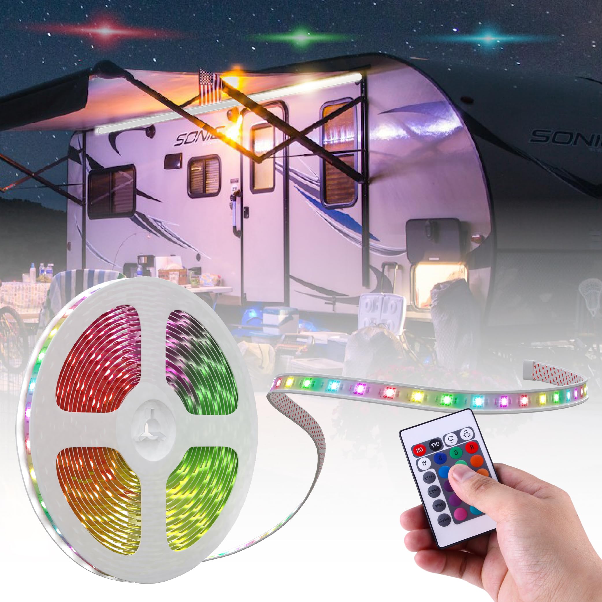 LATCH.IT 12V RV Awning LED Light Strip, 20-Foot V2.1, Multicolor, IP68 Water-Resistant, DIY Kit