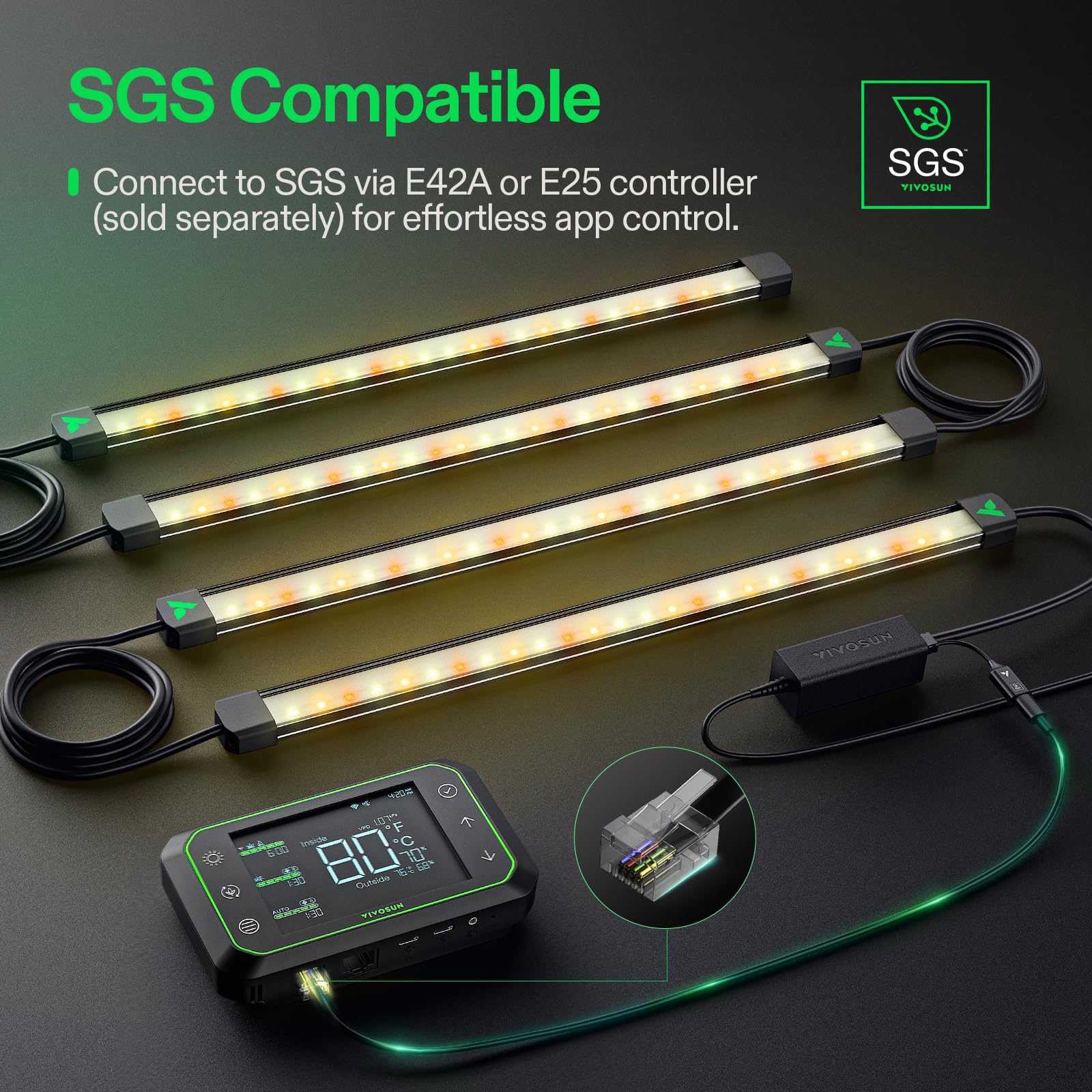 VIVOSUN LED Grow Light Bars 16” - Full Spectrum Side Lighting, 8-Pack, Gray, Aluminum, Model VSL-LRSF50-8