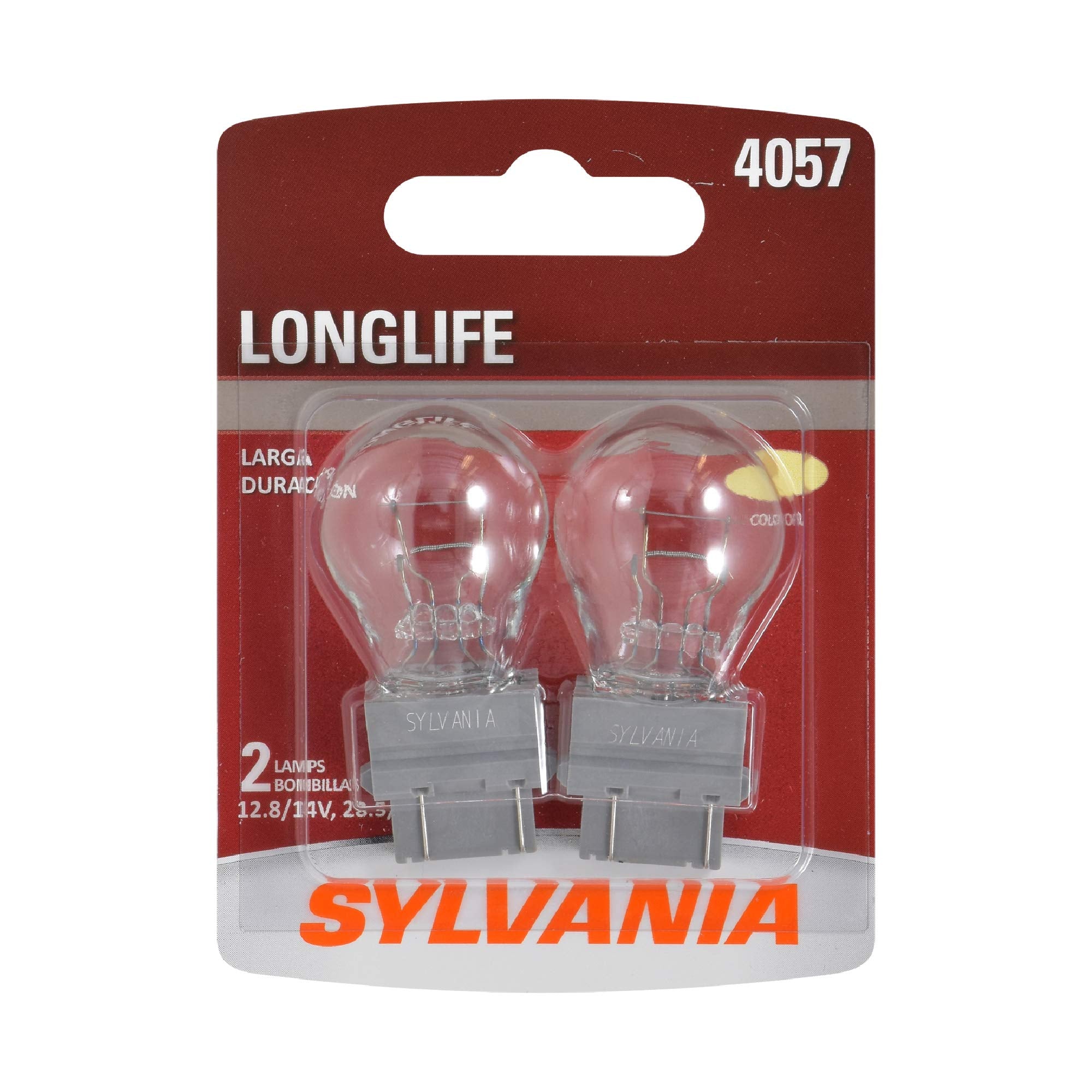 SYLVANIA 4057 Long Life Miniature Bulbs, Ideal for DRL and Reverse Lights, 2 Count, Glass/Tungsten