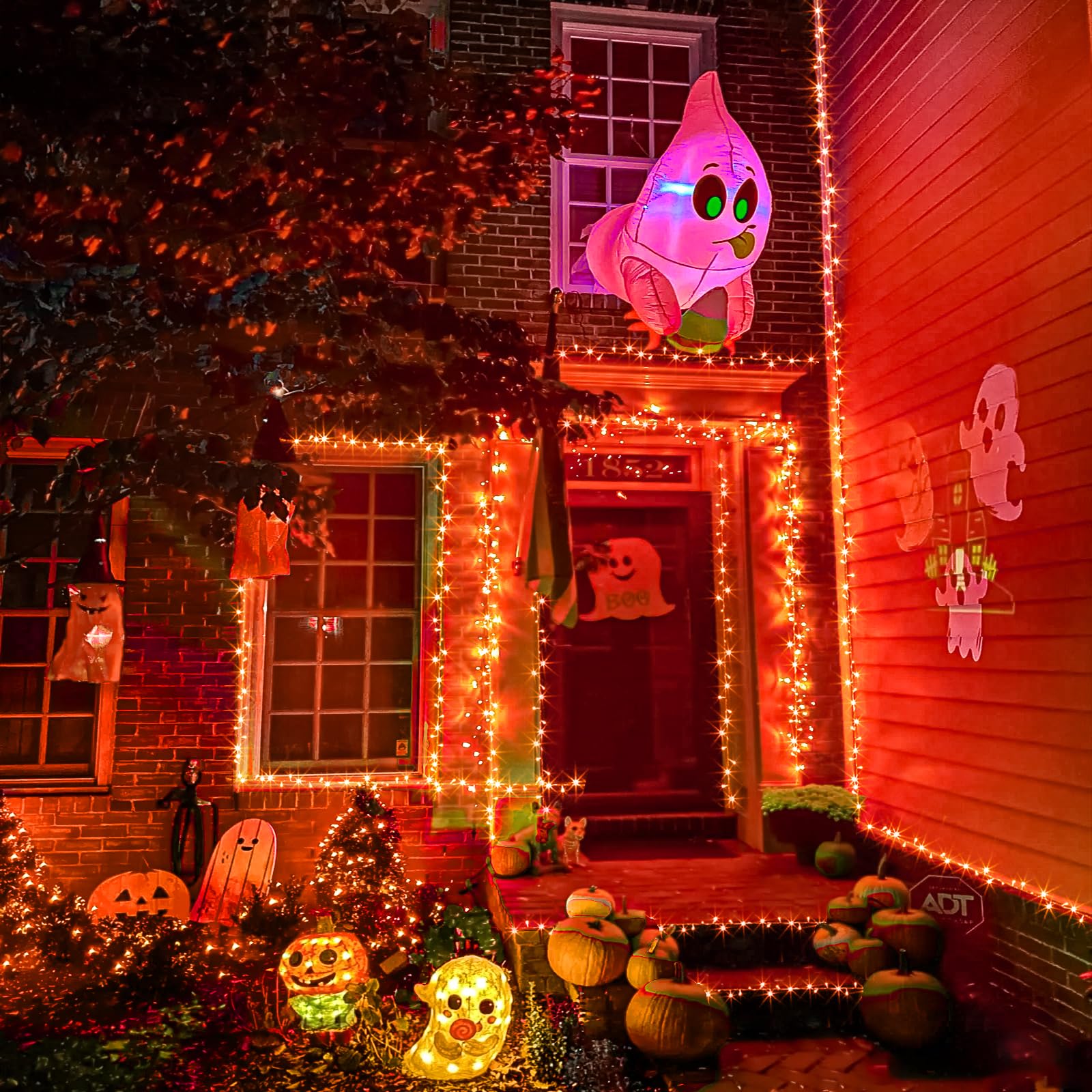 Einiiya 600 Led Christmas Lights Outdoor 197 Ft String Lights Indoor Outdoor Clear Wire With 8 Modes  Plug In Waterproof Orange String Light For Christmas Tree Party Thanksgiving Decorations