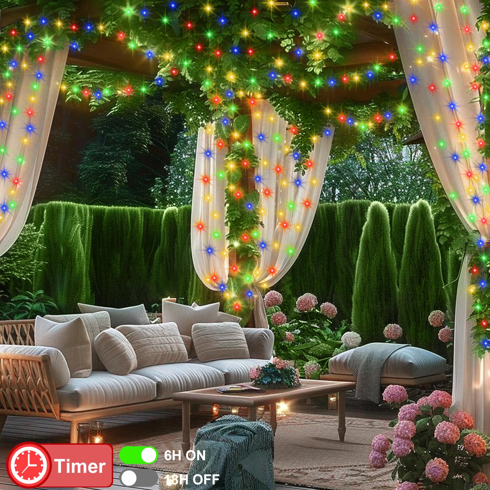 ZAIYW Fairy Lights 4 Pack, 16.5Ft 50LED Multicolor Battery Operated with Remote Control, Timer, 8 Modes, Green Wire