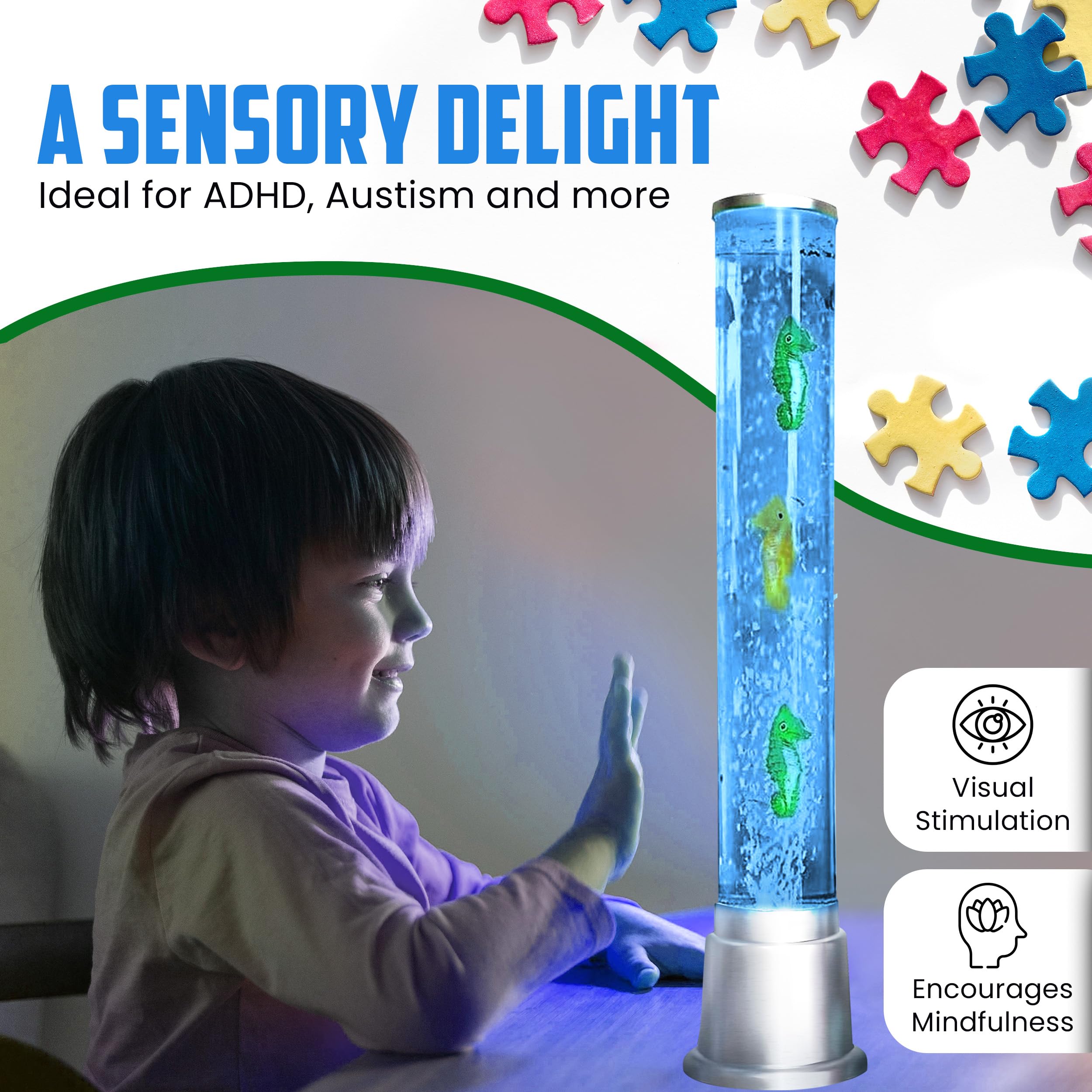 SHOP LC Seahorse Bubble Lights Lamp - 6 LED Color Changing Night Light, 23.5 inches, Moving Fish Tank, Kids Home Decor, Model 7504627