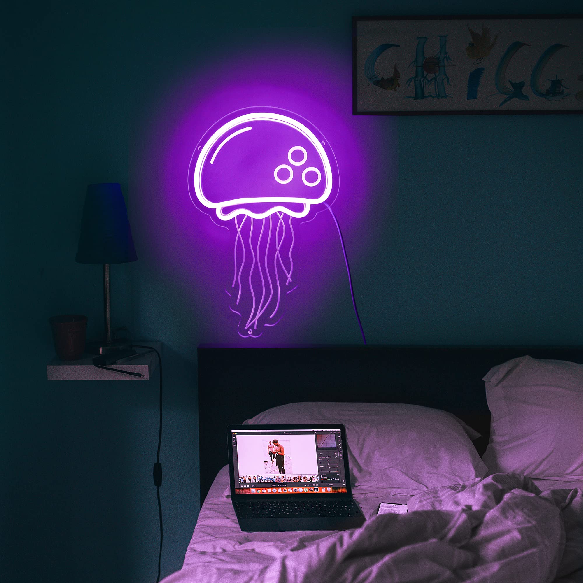 Welltell Personalized Neon Sign for Wall Decor, 8.7in x 15.95in, Purple, Model sm5v12.8*8.6