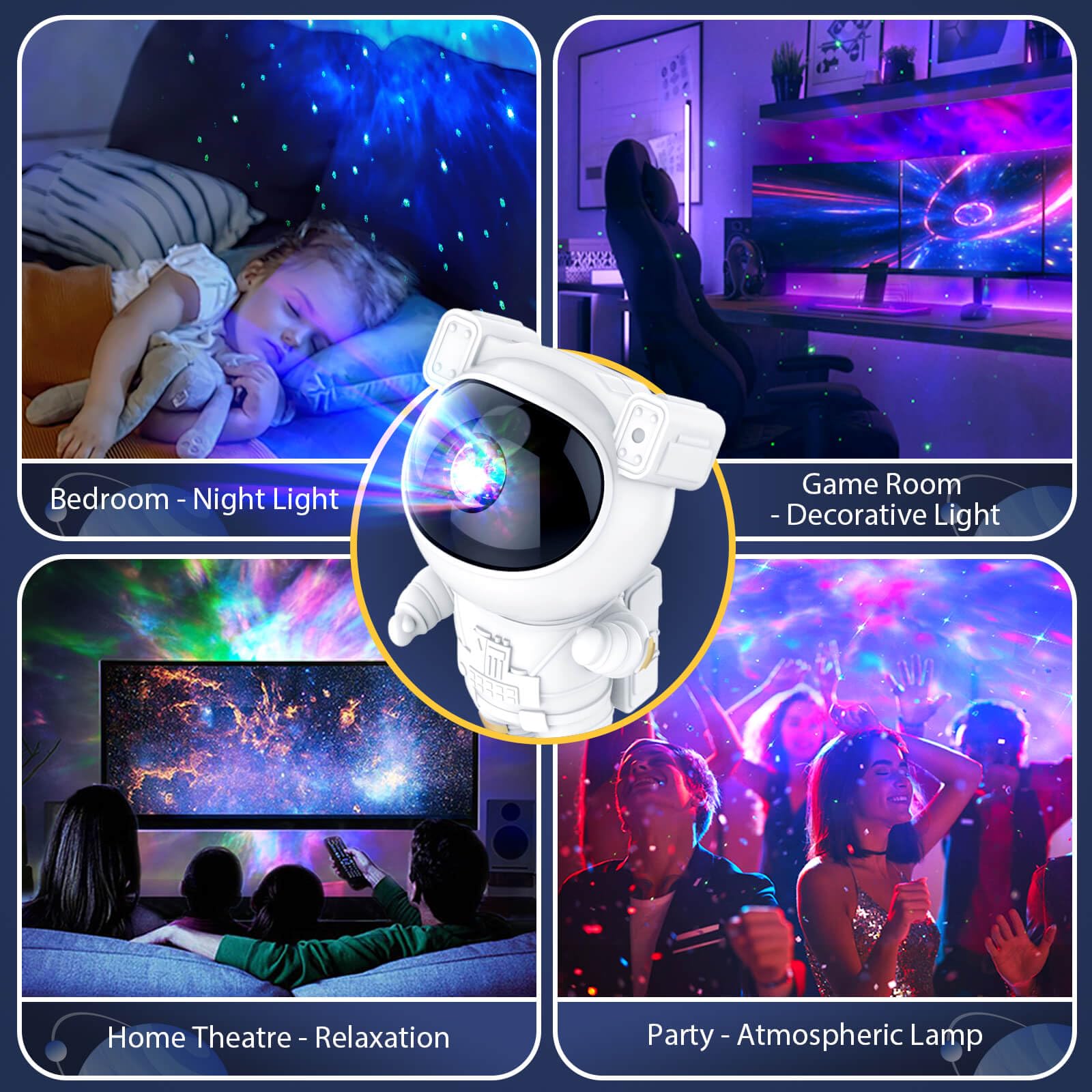 Lalolee Astronaut Galaxy Projector with Timer & Remote, ABS, Model TYD-YHY-001, Night Light for Kids Room Decor
