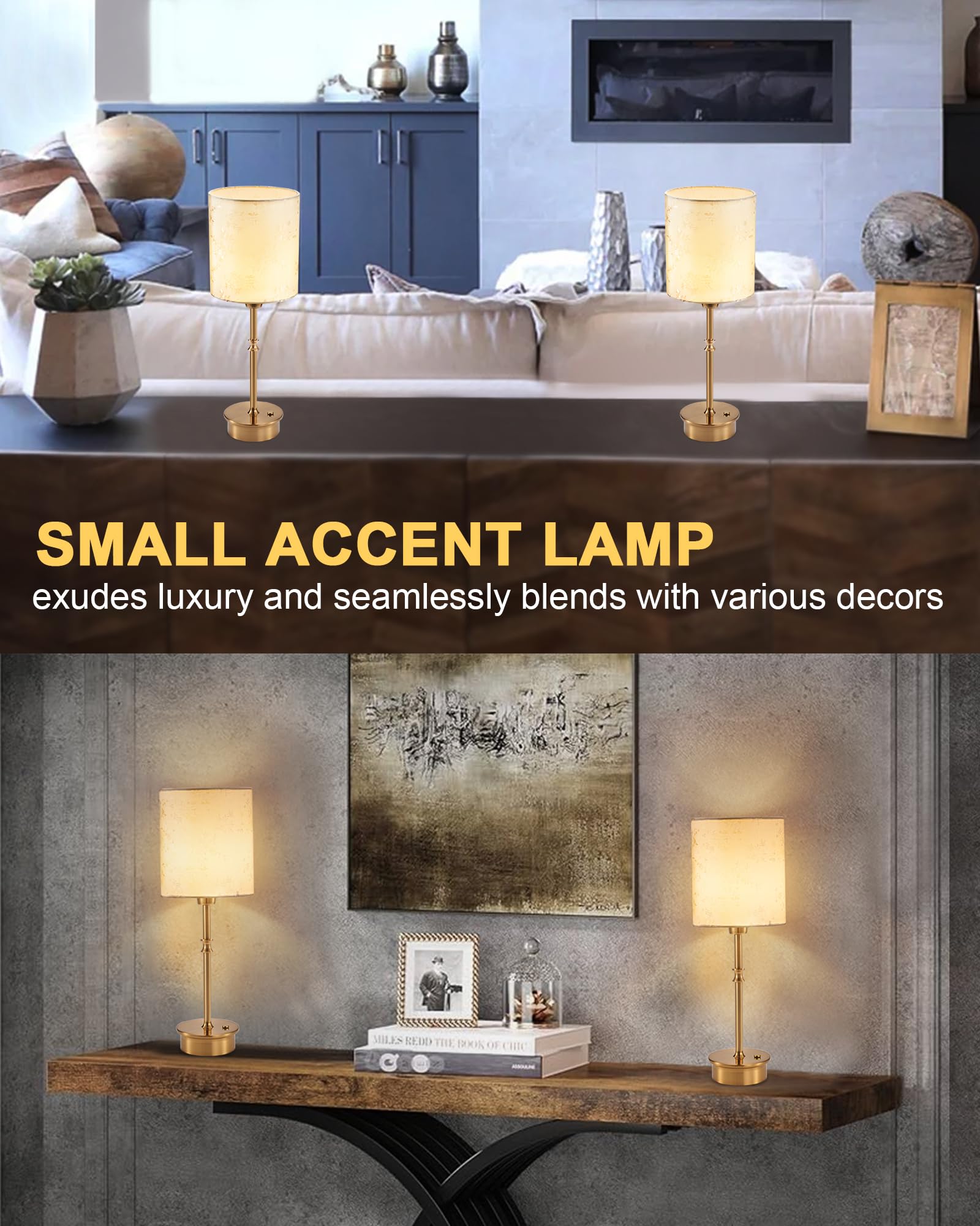 Umexus Cordless Table Lamp Set Of 2, Rechargeable Battery Powered Light, Dimmable Touch Nightstand Lights, Small Accent Lamp Wit