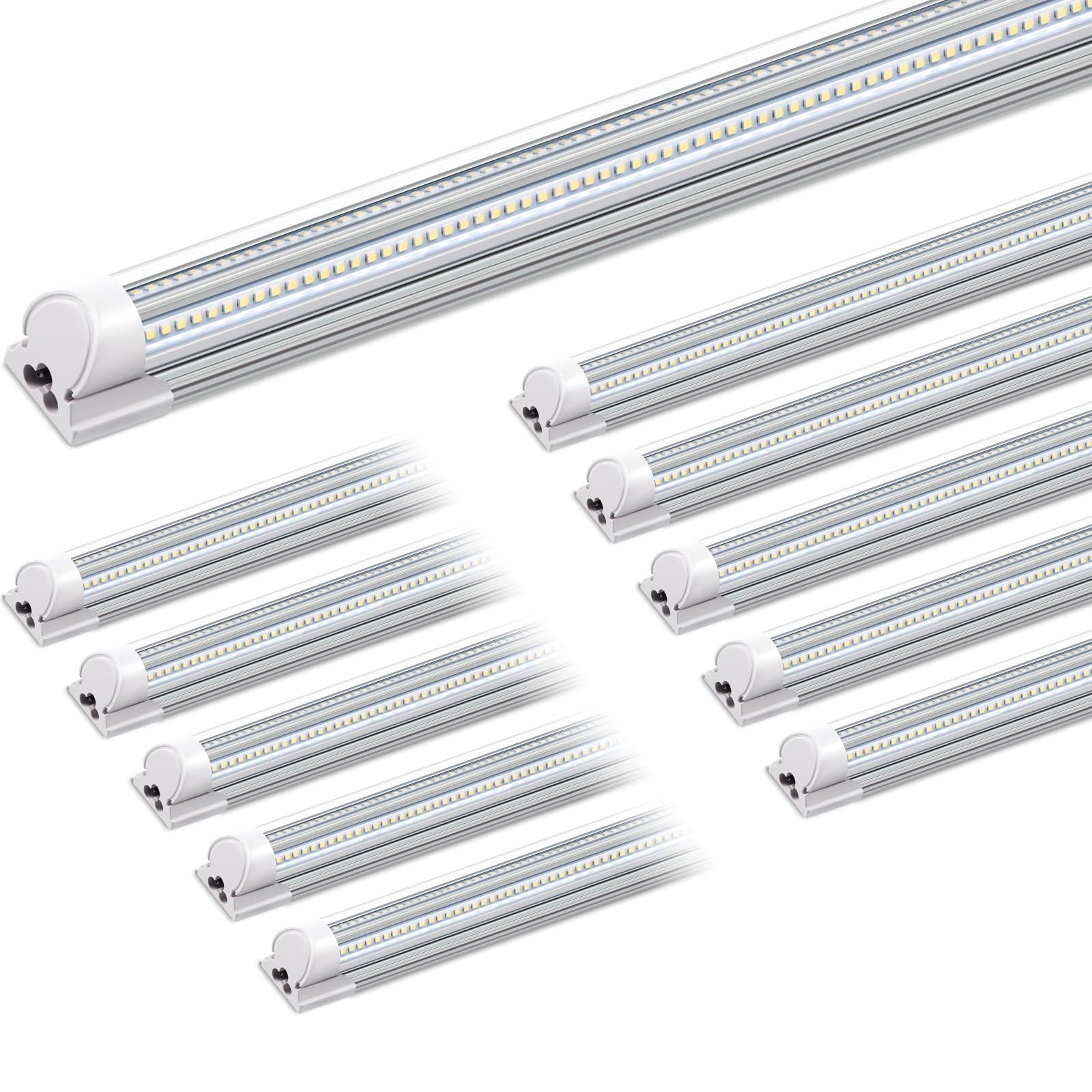 Barrina 8FT LED Shop Light, 100W 15000LM, V Shape, Linkable, Aluminum, 6500K, 10 Pack, Model INWT81002465Ac