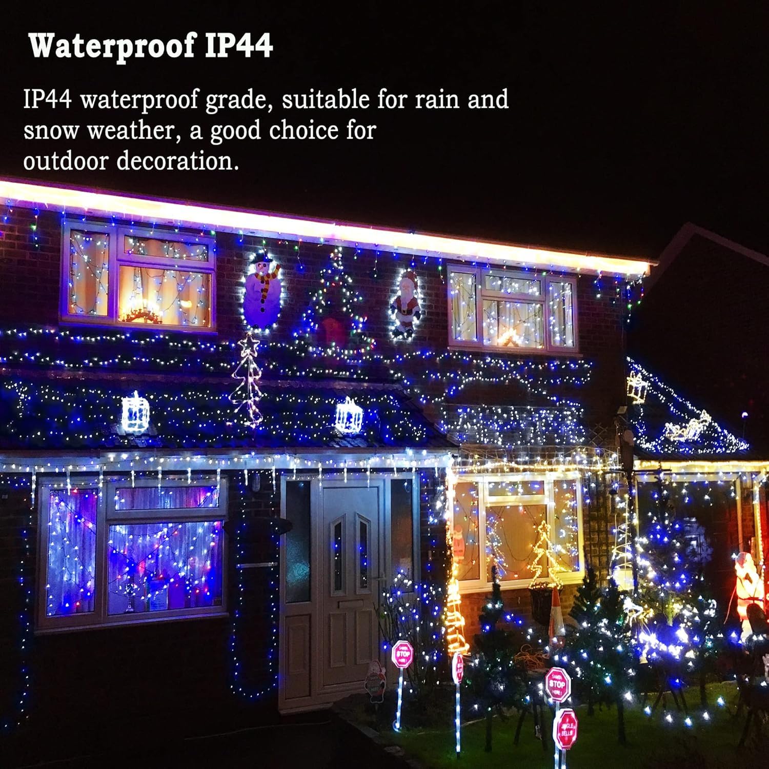 Knonew Outdoor Christmas Lights 500 Led 197Ft String Lights 8 Modes & Memory Fairy Light Plug In Waterproof Led String Lights For Xmas Yard Tree Wedding Party (Blue And White)