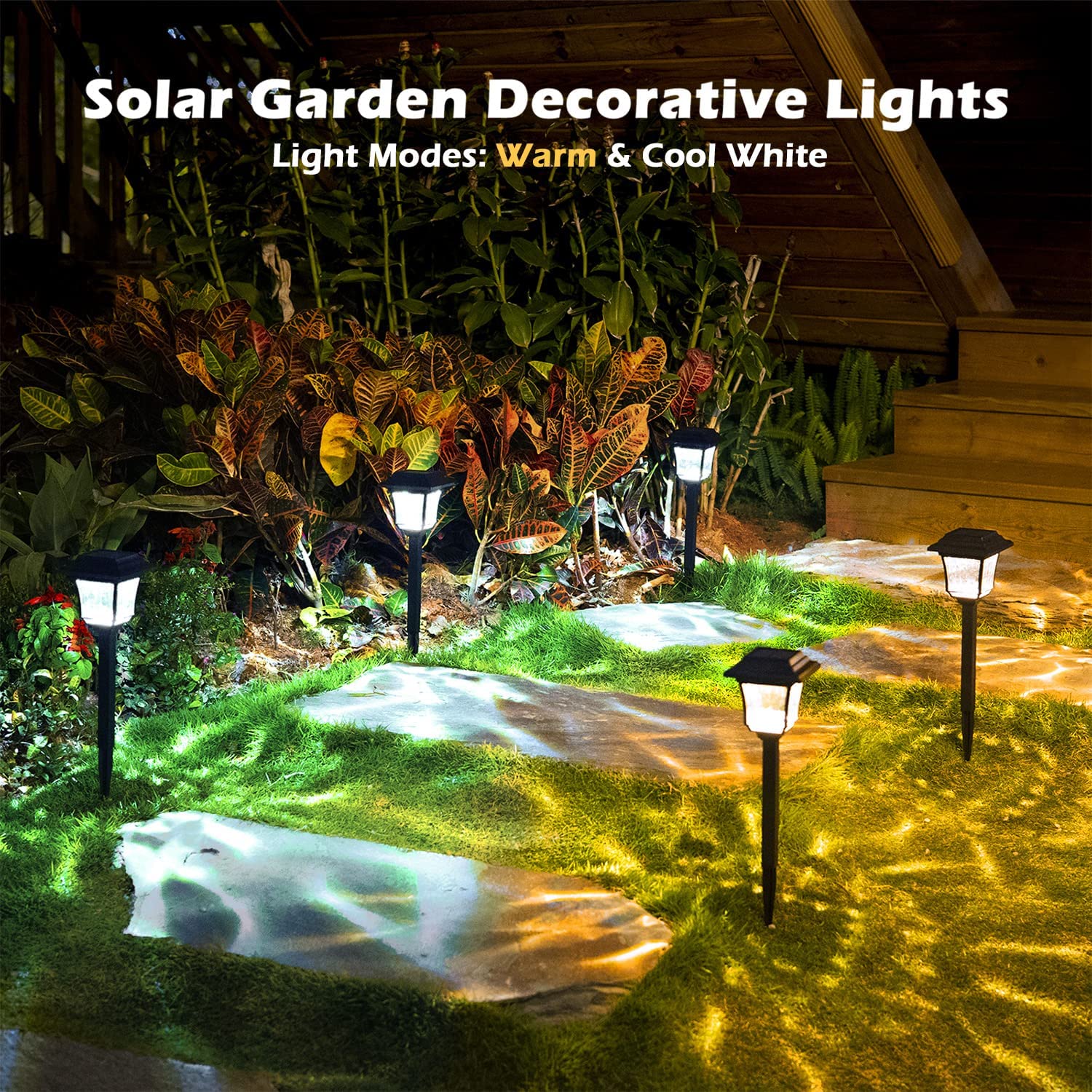 Leidrail Solar Pathway Lights 8 Pack Solar Garden Lights With 2 Modes Waterproof Outdoor Path Light Warm White/Cool White Led La