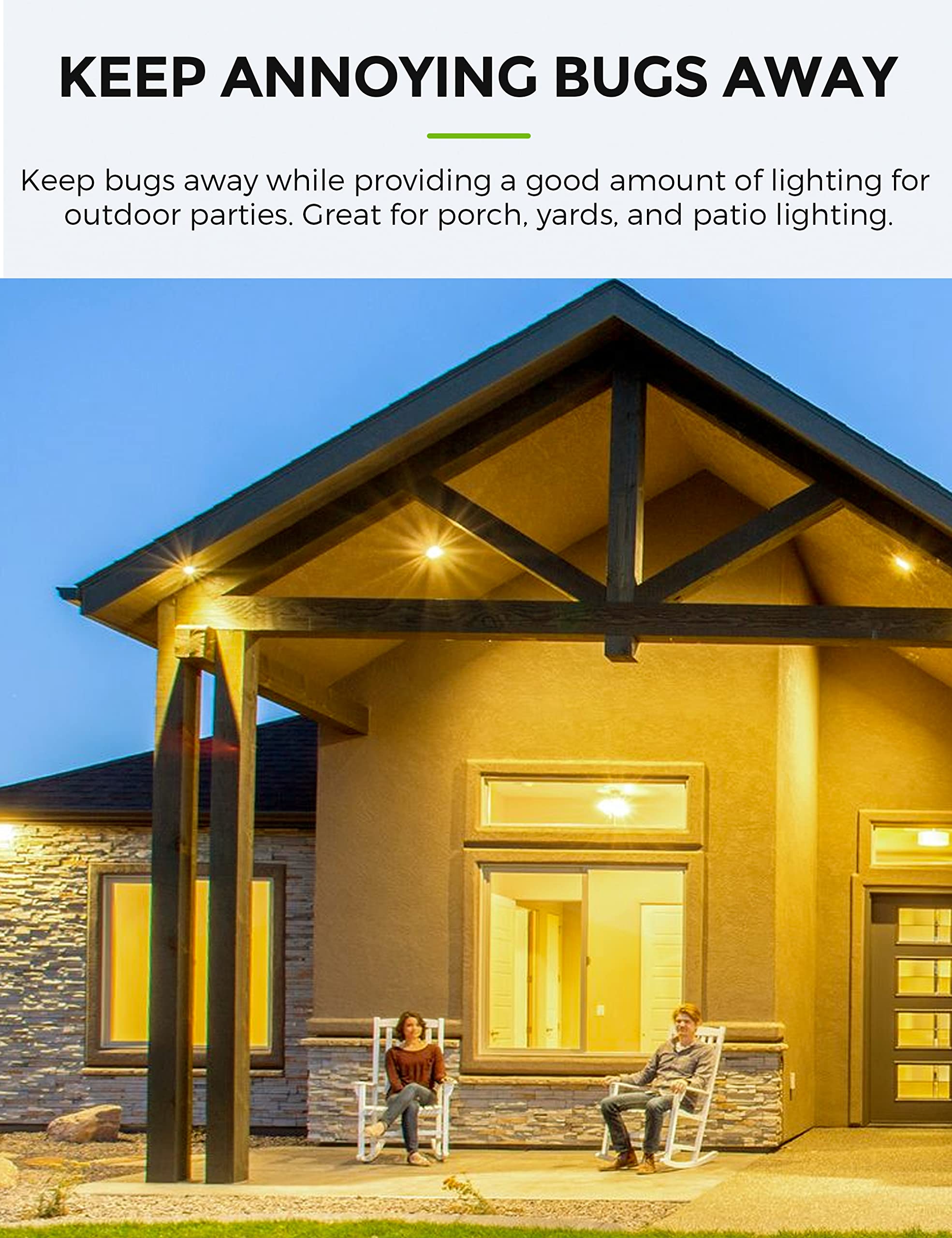 L LOHAS LED PAR38 Bug Light Bulbs, 15W 1300LM Dimmable Amber, 2000K, 2 Count, E26 Base for Patio and Outdoor Use