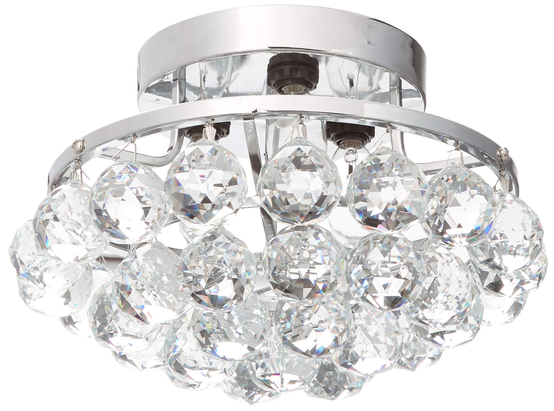 Elegant Lighting 9805F10C/RC Corona Collection 3-Light Flush Mount with Royal Cut Crystals, Chrome Finish
