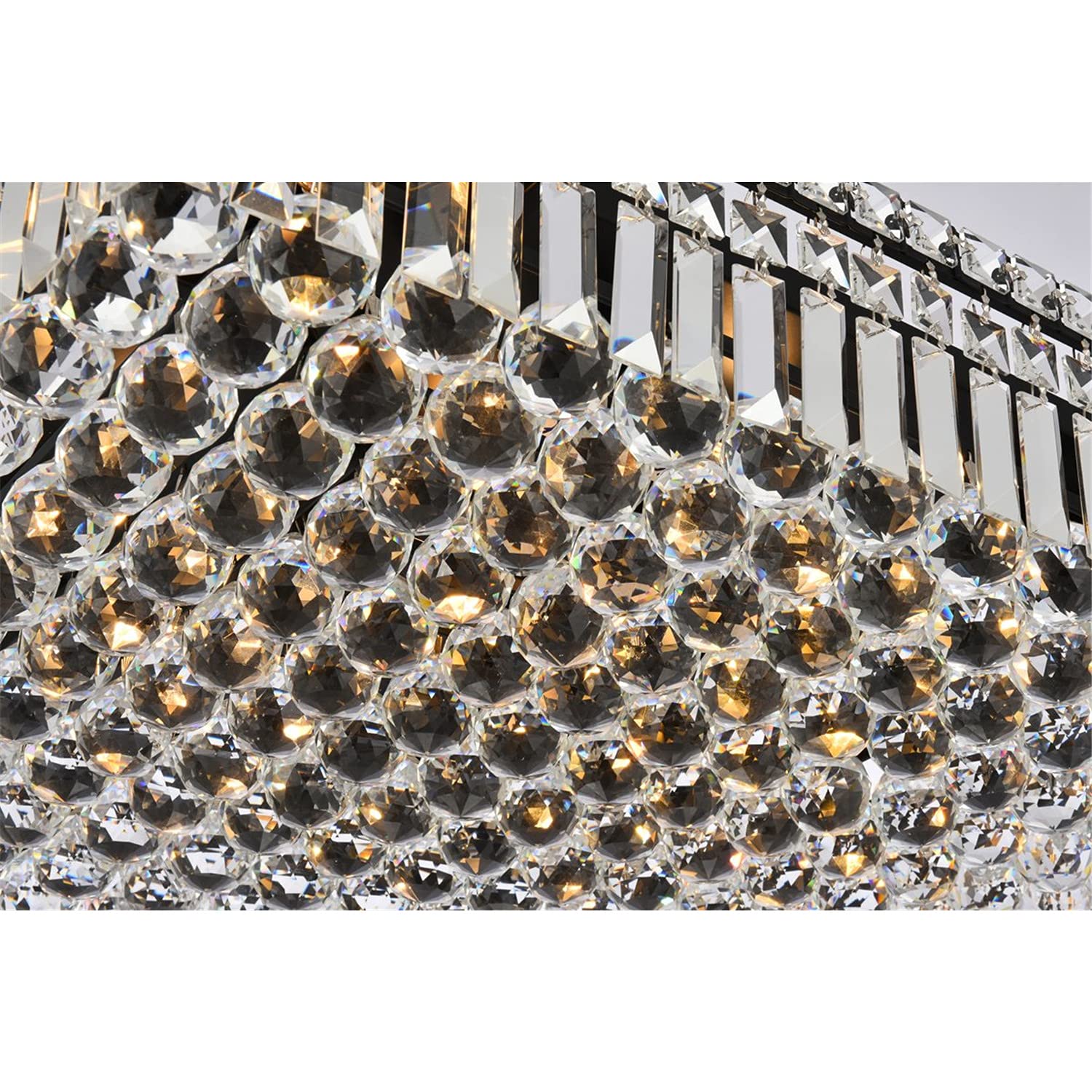 Elegant Lighting Maxime 24&quot; Black Metal & Crystal Flush Mount Ceiling Light Fixture