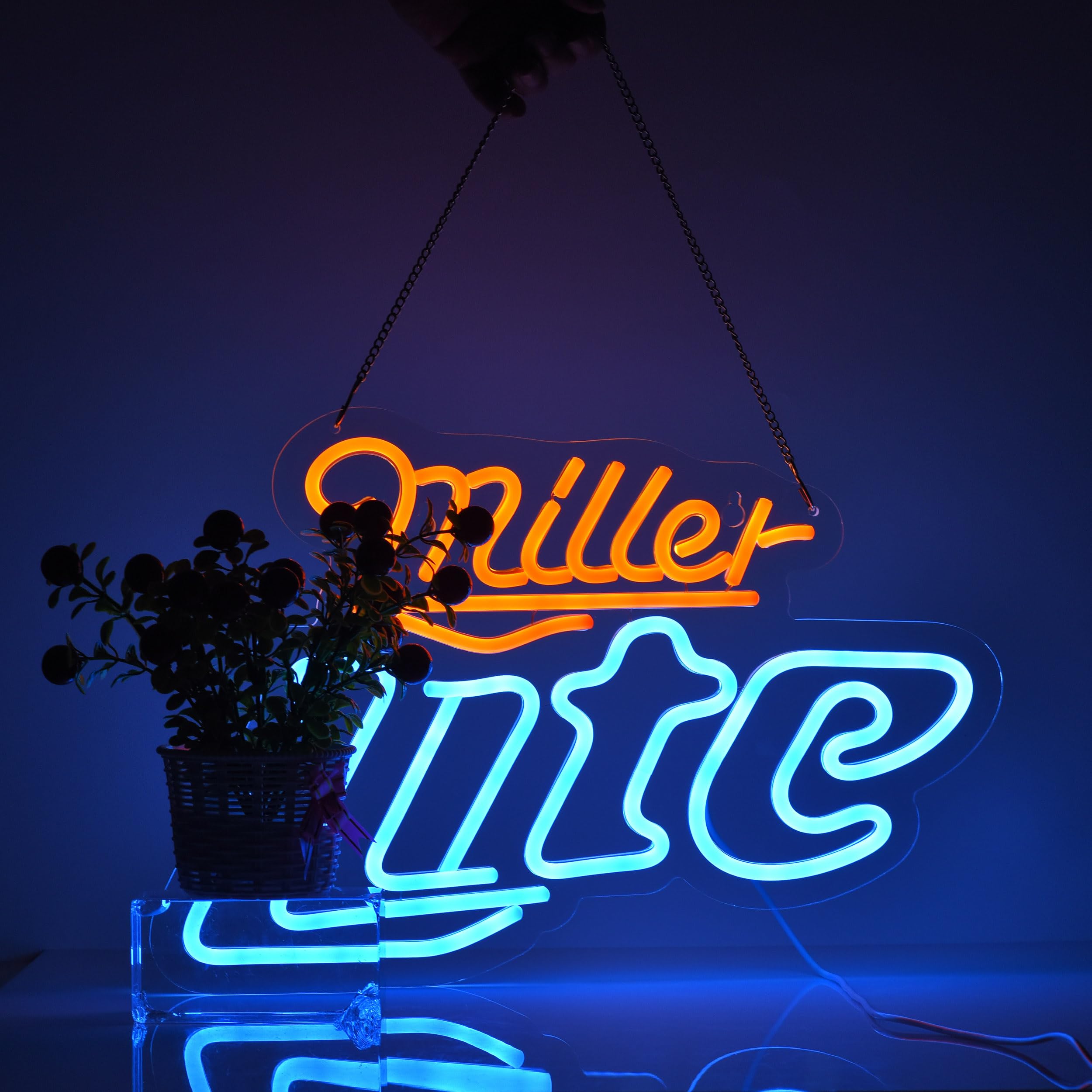 Yooyneon Neon Sign for Bar Wall Décor, Dimmable LED, USB Powered, 18 x 12 inches, Blue and Orange