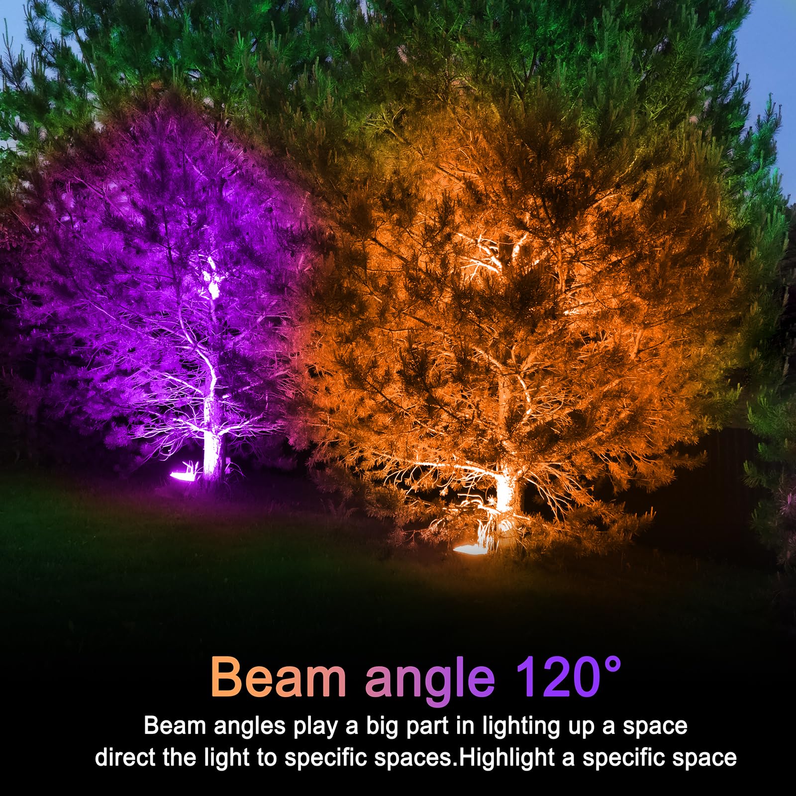 Loxyee Par38 Flood Orange Purple Light Bulbs 2 Pack Dimmable E26 Base Purple Orange Flood Light Outoor(20W Replace To 200W) Halloween Light Bulb For Outside Christmas Holiday Lighting