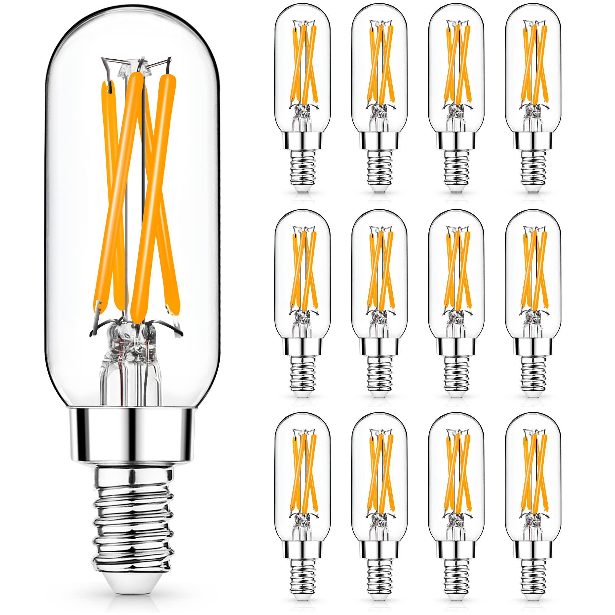 Mlambert 12 Pack Dimmable T6 Led Bulbs,4W Equal 40W E12 Candelabra Bulb 2200K,Clear 4W E12 Edison Base For Chandelier Light