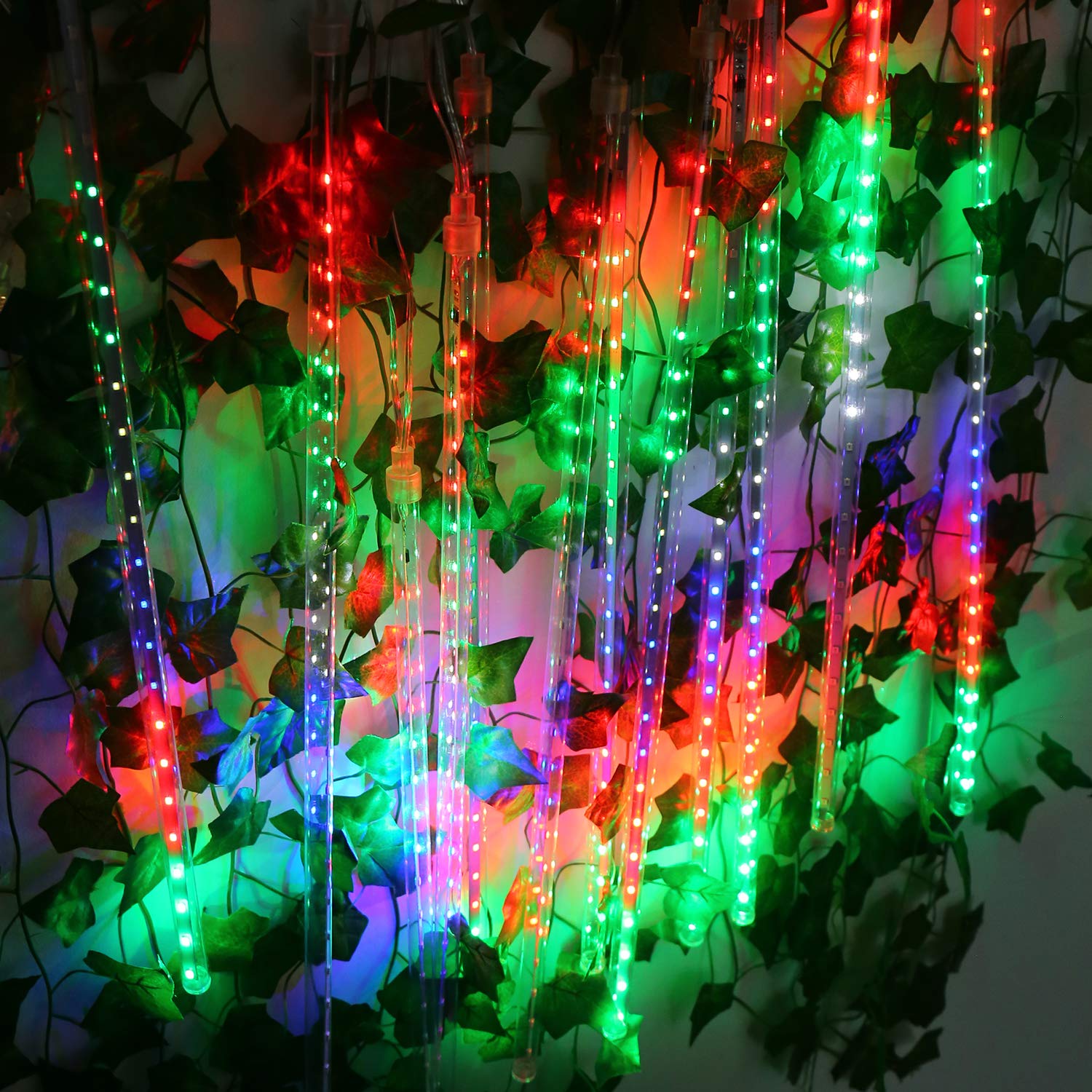 Aluan Outdoor Meteor Shower Rain Lights, 40Cm/16Inch 10 Tubes 360 Leds Waterproof Falling Rain Hanging Lights With Ul Plug For C