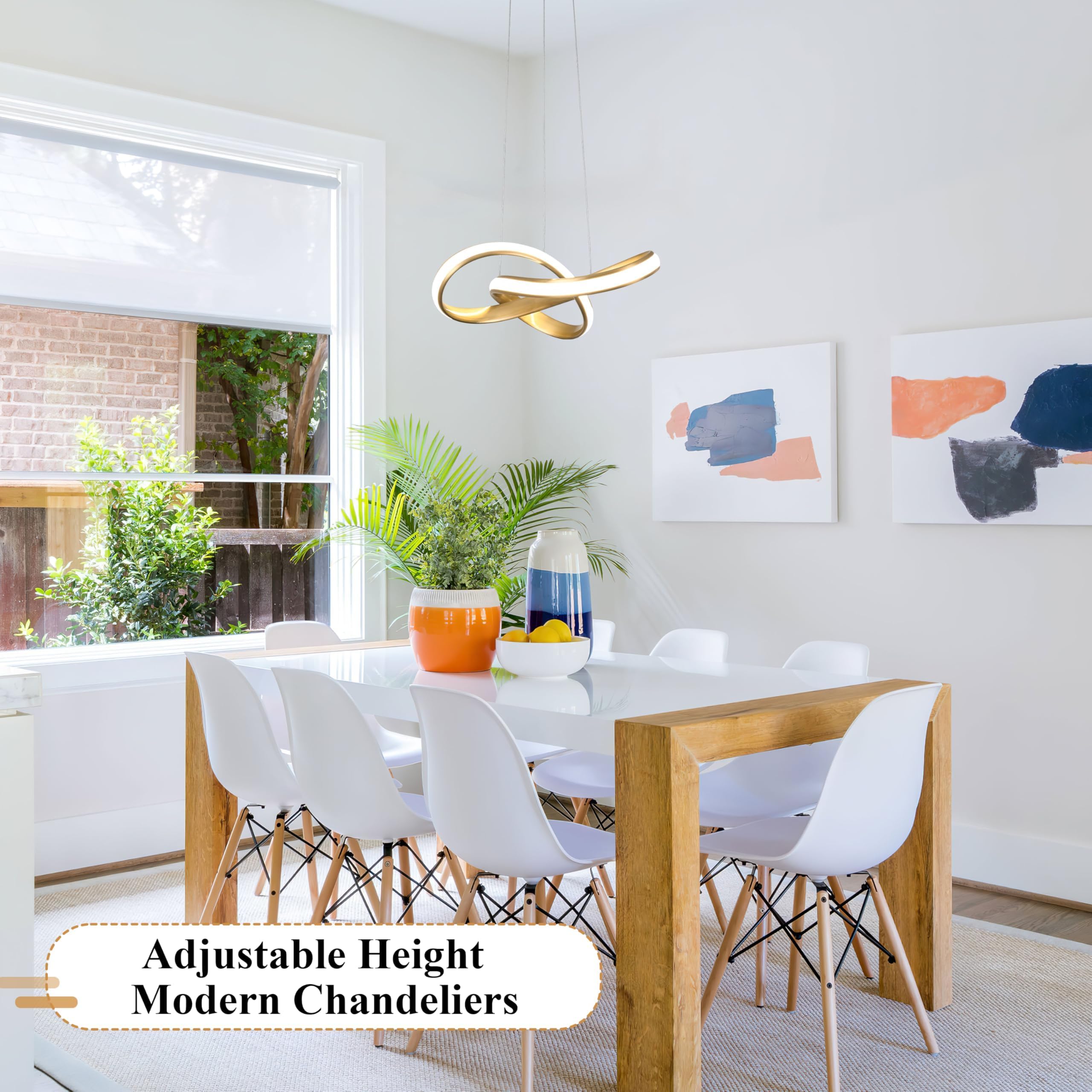 Mccokaige Modern LED Chandelier, Gold Metal Pendant Light, 12.5" Height Adjustable, SYC-22-J for Kitchen Island or Hallway