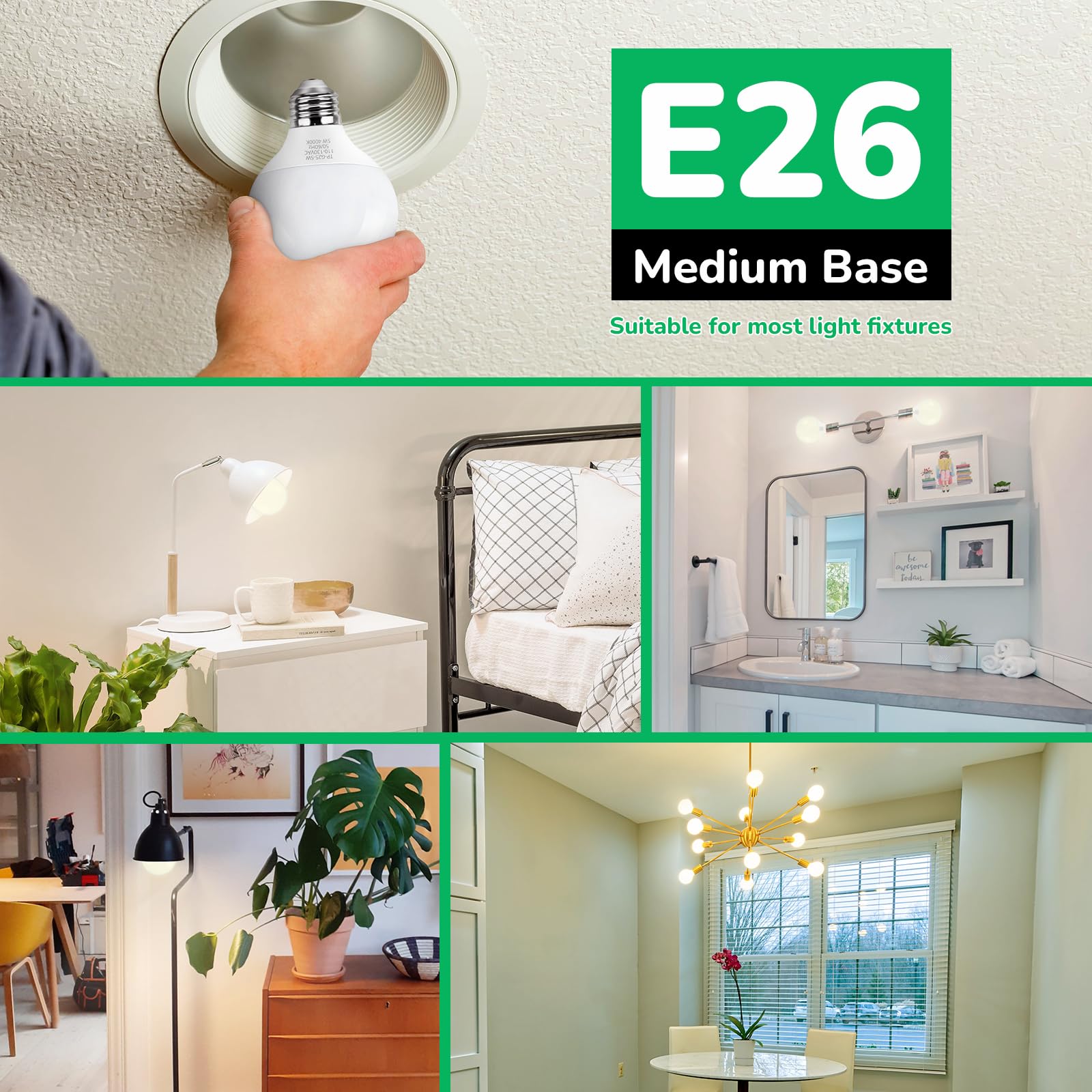 MAXvolador G25 LED Globe Bulbs, 60W Equivalent, Neutral White 4000K, Non-Dimmable 500LM, 8-Pack for Bathroom Vanity & Makeup Mirror