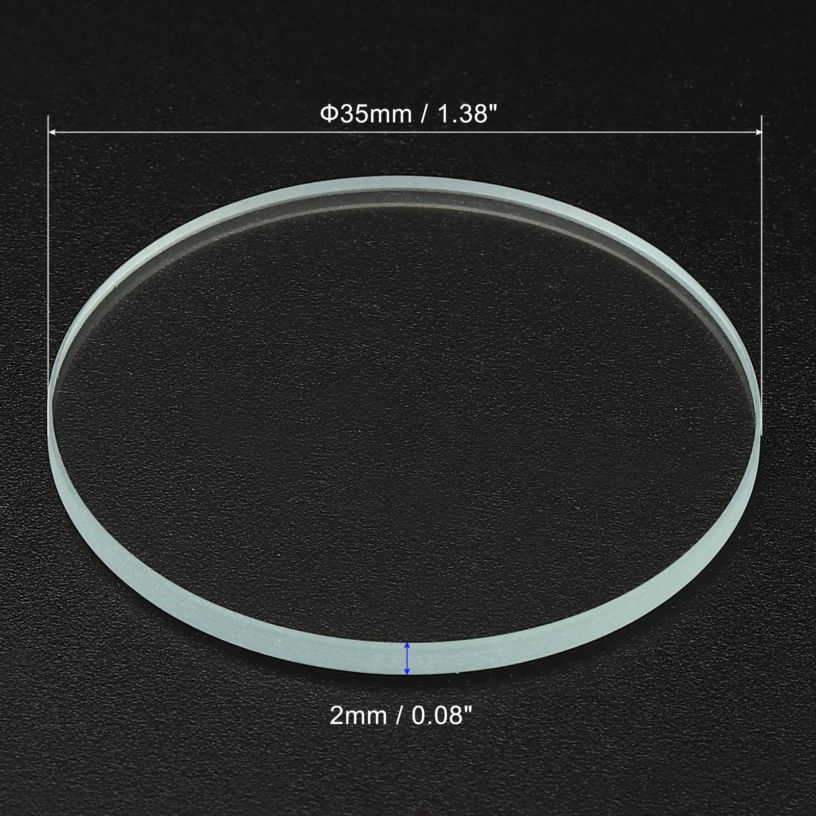 Patikil 1.38X0.08 Dia Flashlight Glass Lens, 2 Pcs Polished Edge Glass Lens For Led Light Source Lens Handheld Flashlight Replac