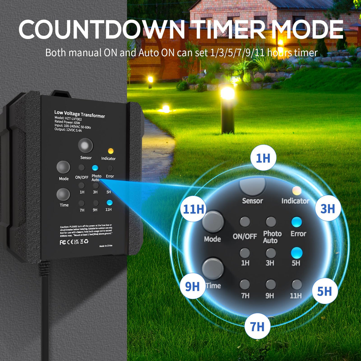 SUNMERIT 65W Outdoor Low Voltage Transformer, Outdoor Landscape ...