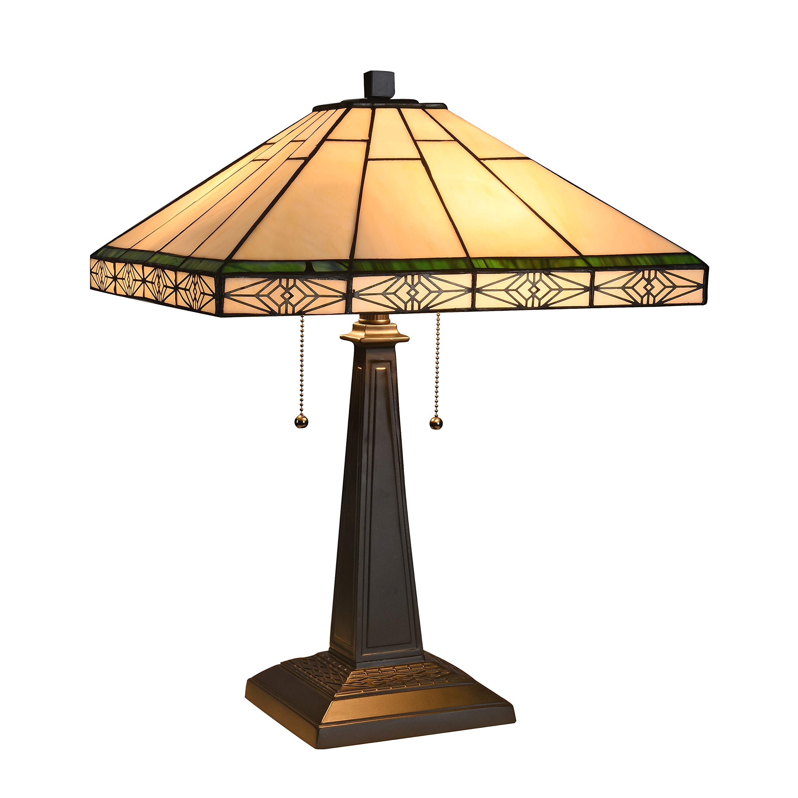 THEROS Tiffany-style 2 Light Mission Table Lamp 16 Shade