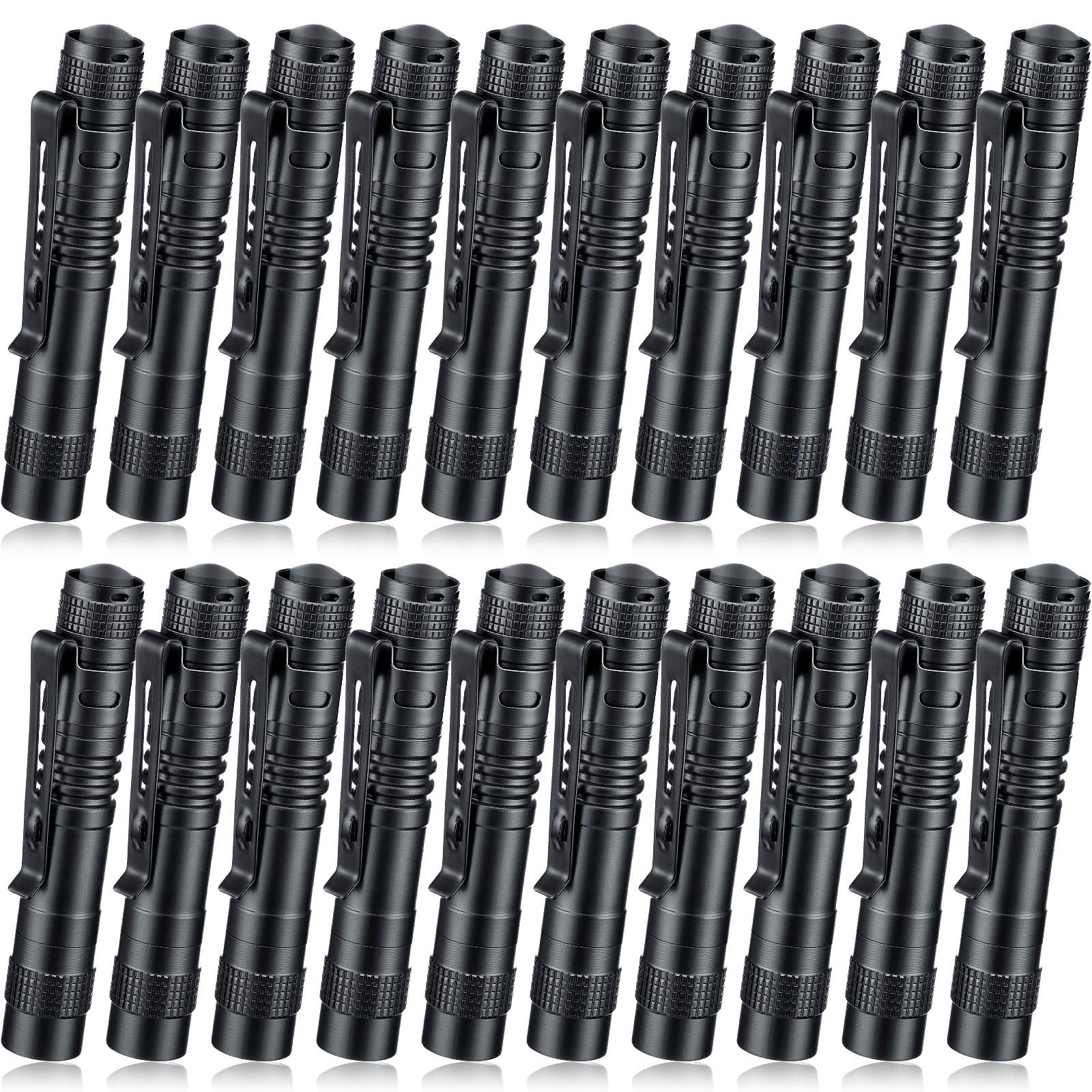 Hortsun Mini Pen Light Flashlights - 20 Pcs Led Pocket Torches, 3.54&quot; Black, Clip Included