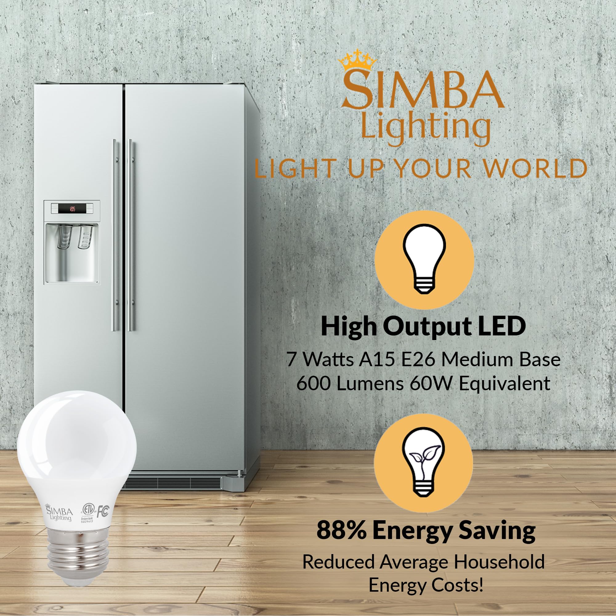 Simba Lighting LED A15 Frosted Light Bulbs 7W 60W Replacement 6-Pack E26 Standard Base 3000K Soft White