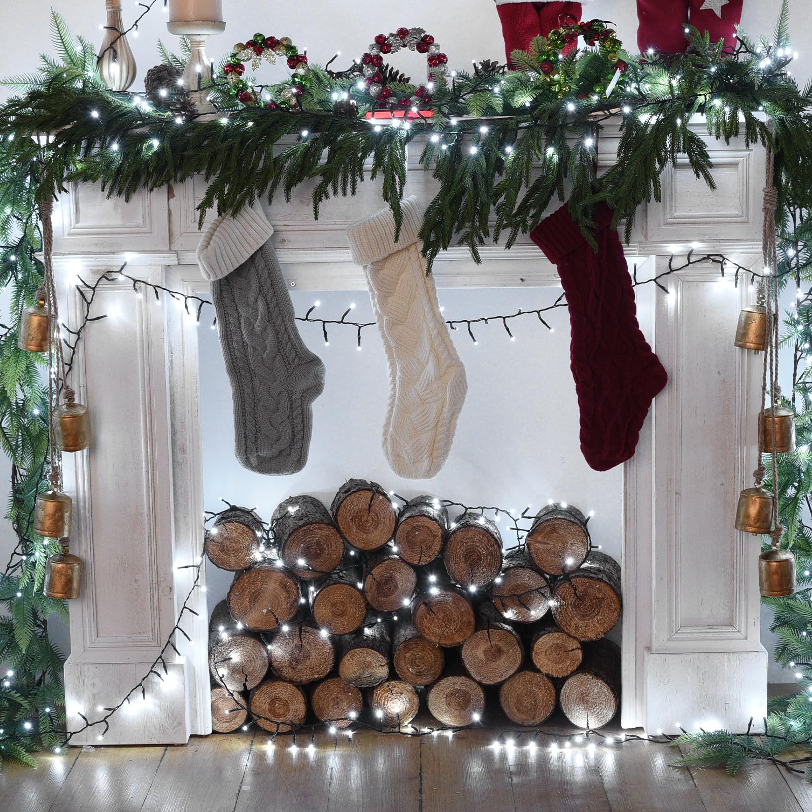 Lycklig 800 LED Cluster Fairy Lights - Cool White Twinkle String Lights with Remote, 8 Modes, Timer, Outdoor/Indoor Use