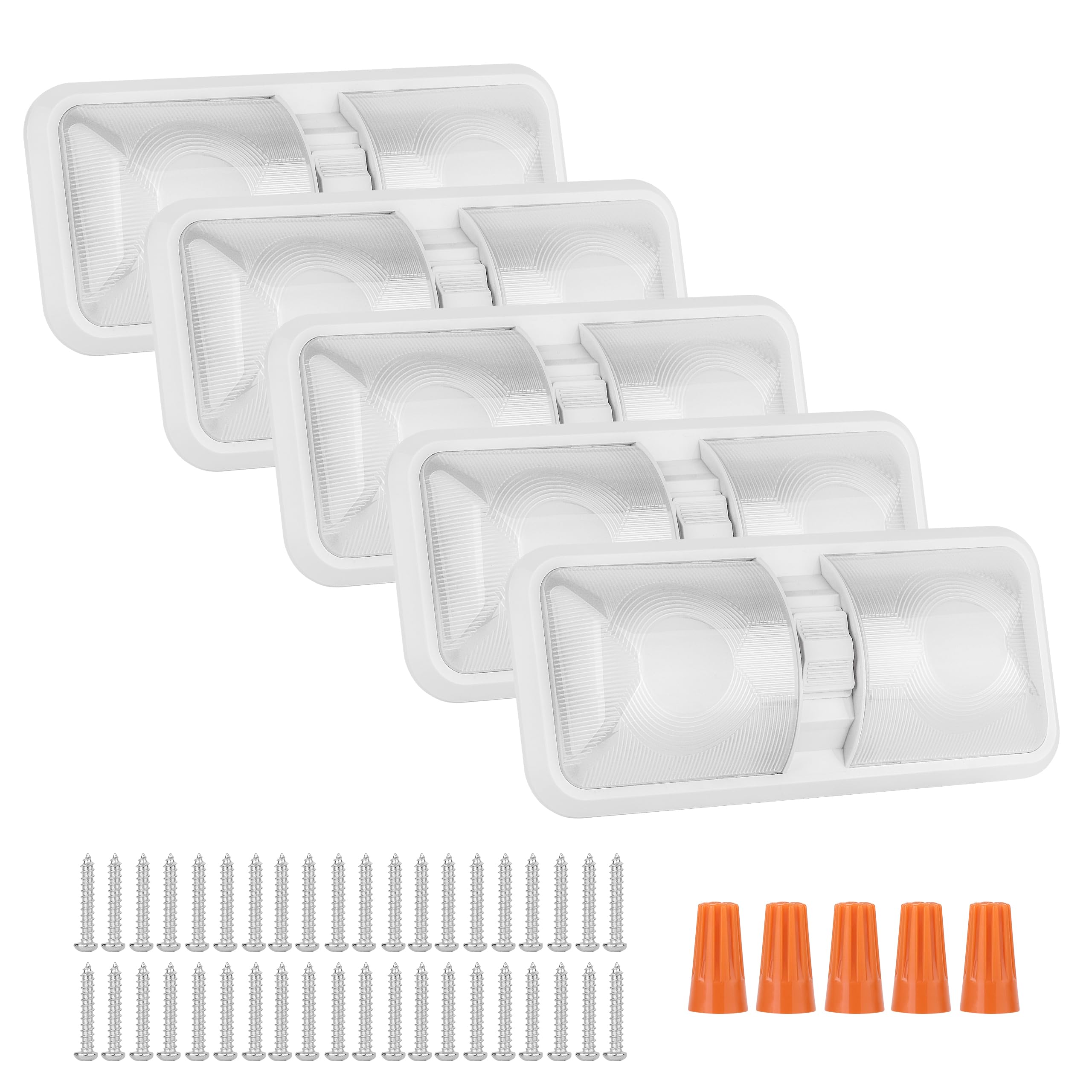 Rvzone 12V Led Rv Ceiling 1100 Lumen Double Dome Light | Rv Interior Lighting Fixture For Rv Trailer Camper Truck Van Boat Car (