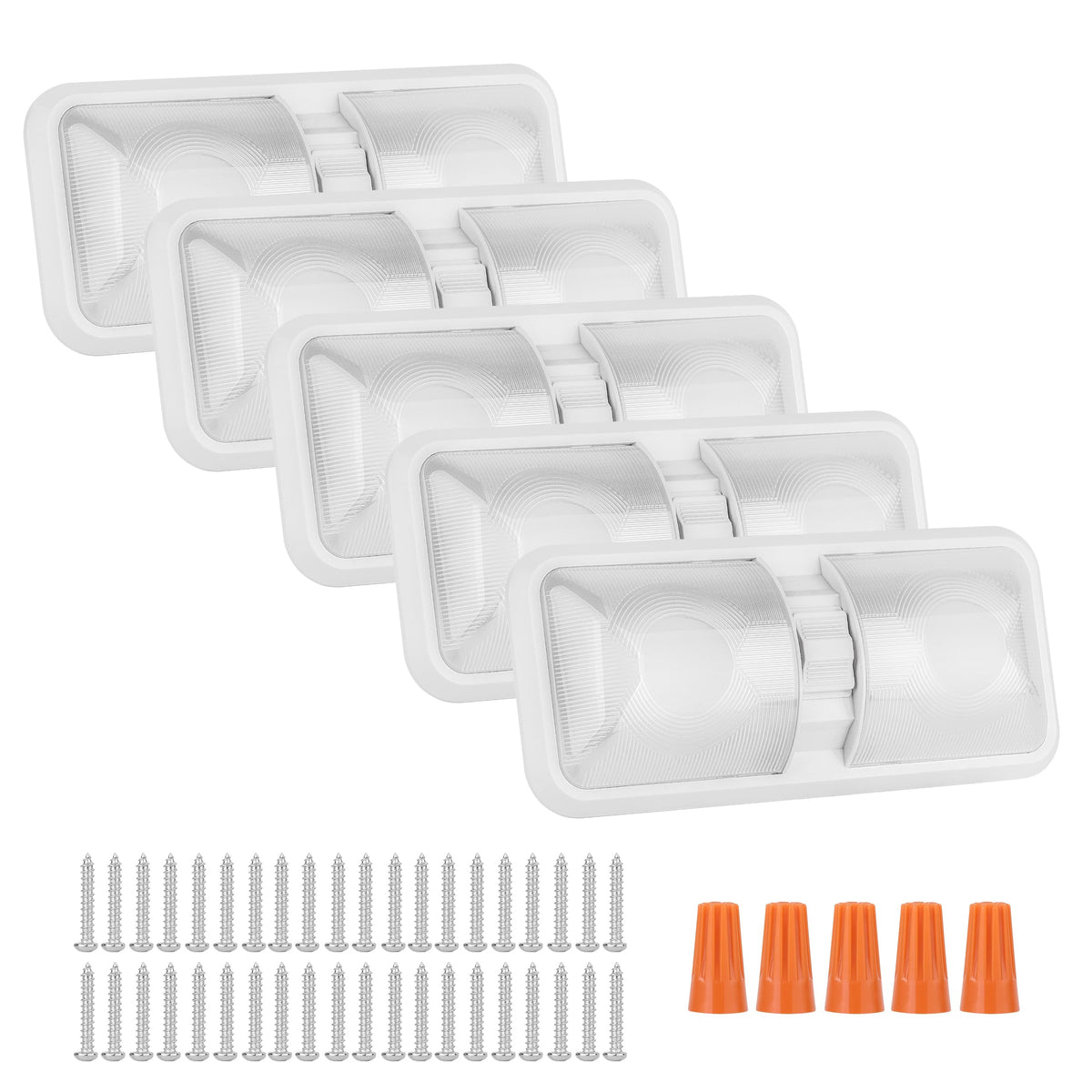 Rvzone 12V Led Rv Ceiling 1100 Lumen Double Dome Light | Rv Interior Lighting Fixture For Rv Trailer Camper Truck Van Boat Car (