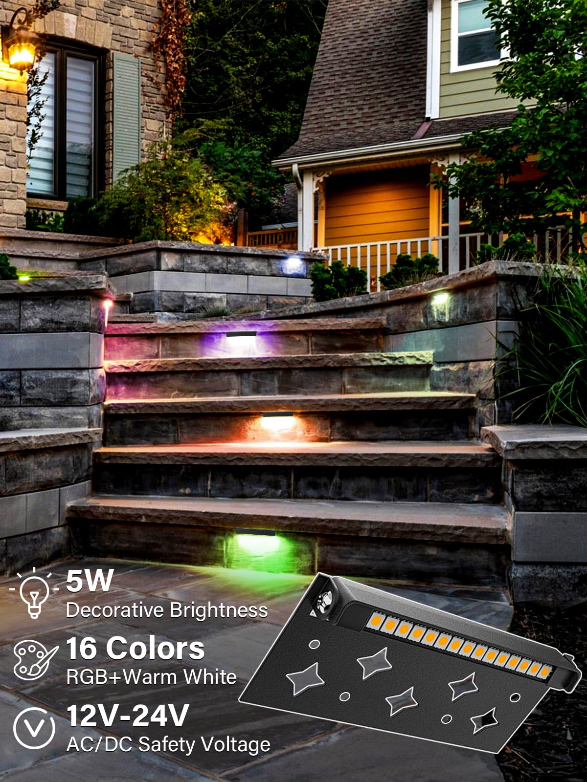 Doreio 5W Rgbw Led Hardscape Lighting - 8 Pack Ip68 Waterproof Color Changing Paver Lights