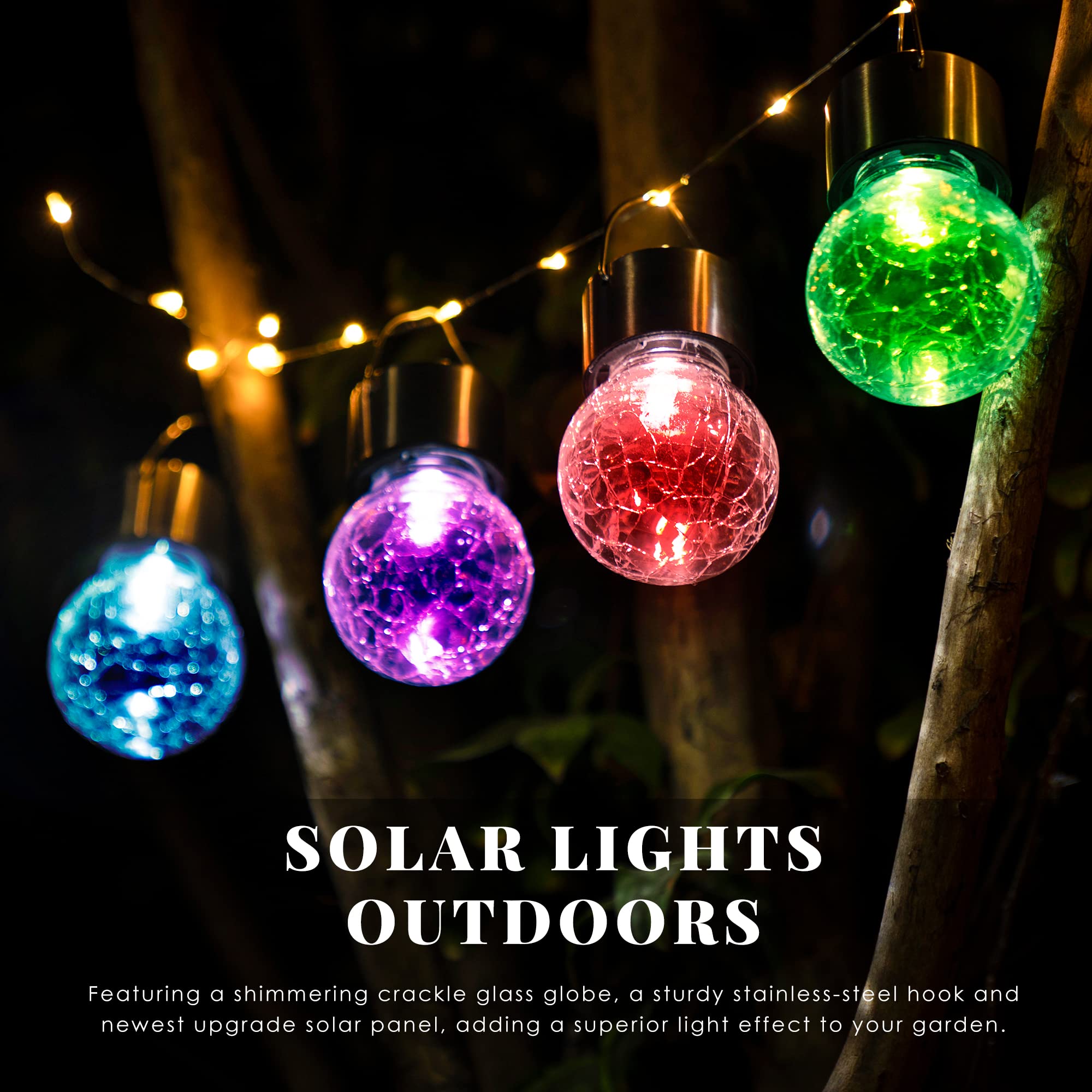 Solpex 12 Pack Solar Outdoor Lights Decorative, Hanging Solar Lights Outdoor Solar Powered Waterproof Lights, Hanging Globe Sola