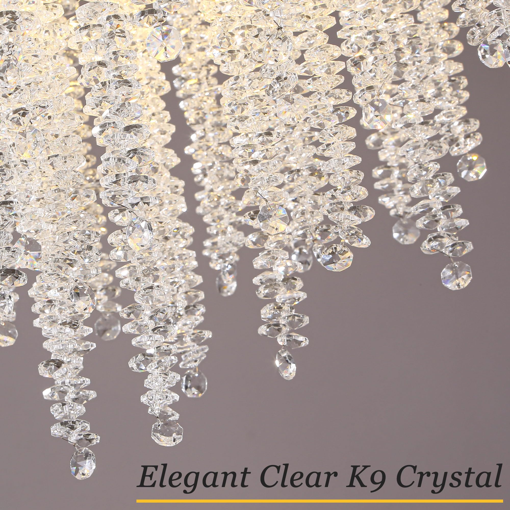 Upfelw Modern Crystal Tree Branch Chandelier, D31.5'' Black Round Raindrop Indoor Hanging Branch Chandelier Fixture For Dining R