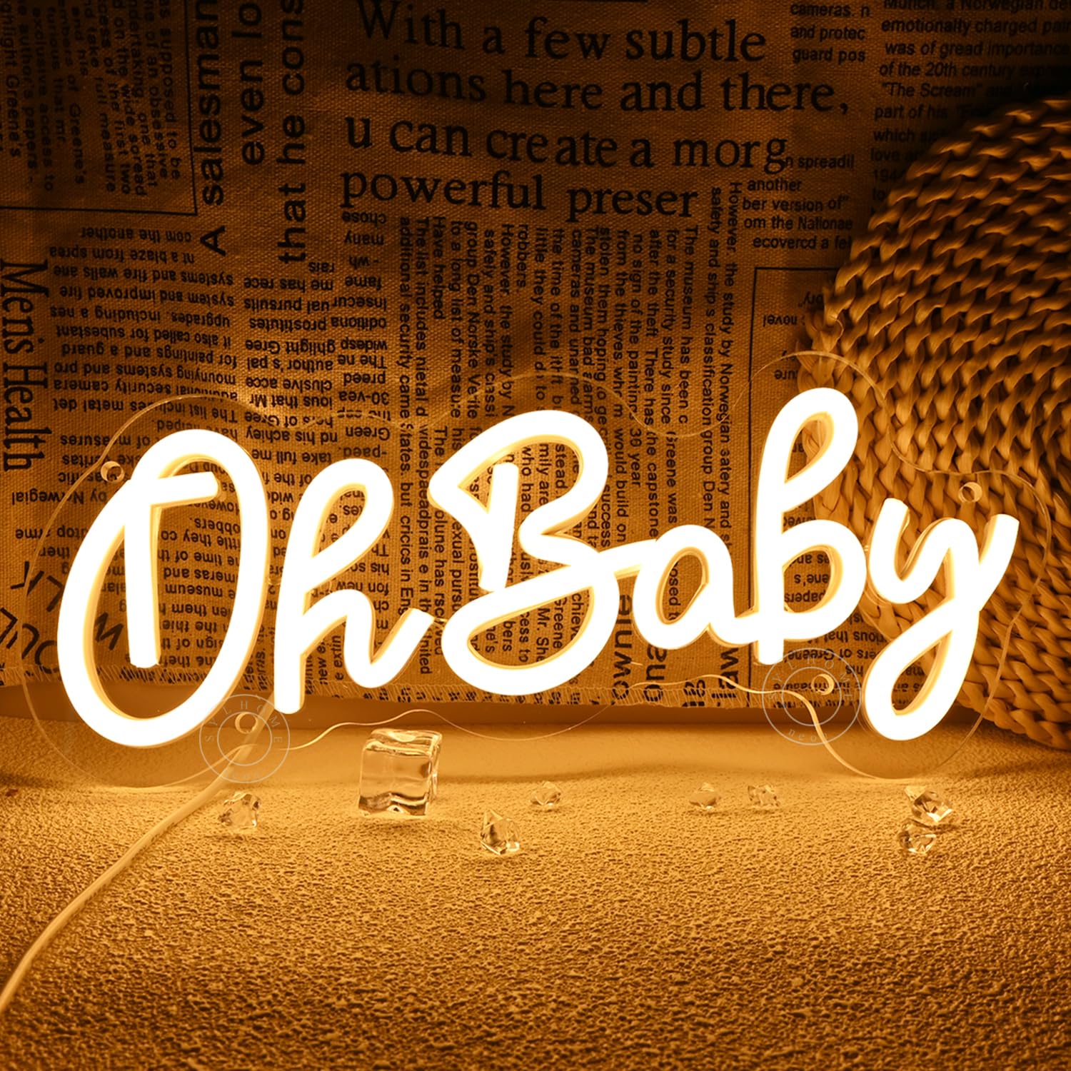 SYLHOME Oh Baby Neon Light Sign Wall Decor 11.8in x 5.1in Warm White for Nursery, Baby Shower, Kids Birthday, Christmas Party