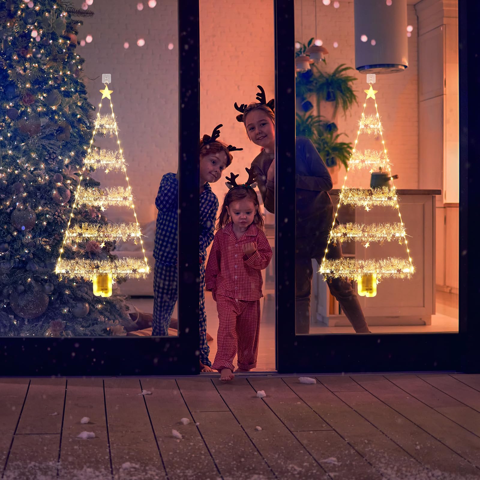 Toodour Christmas Decorations Indoor Lights, 2.65Ft Led Christmas Lights, Warm White Christmas Wall Window Hanging Lights, Battery Operated Holiday Decorative Lights For Outdoor, Garden, Home Decor