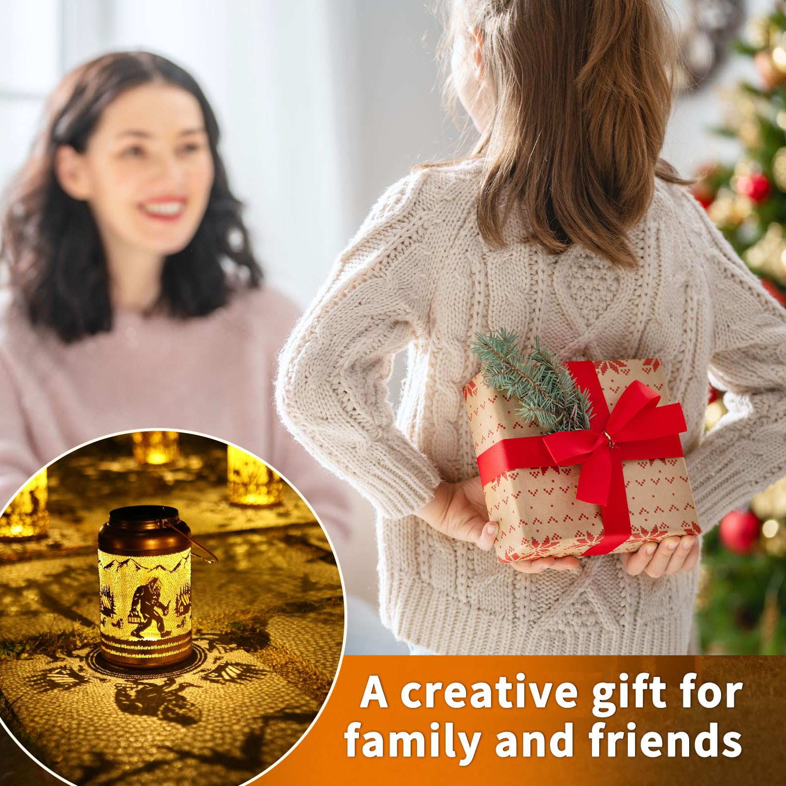 2Pack Solar Lanterns Outdoor Waterproof Hanging Bigfoot Solar Lights Big Foot Sasquatch Gifts For Women Mom Grandma Metal Decorative Led Light For Garden Decor  Yard  Patio  Lawn  Porch